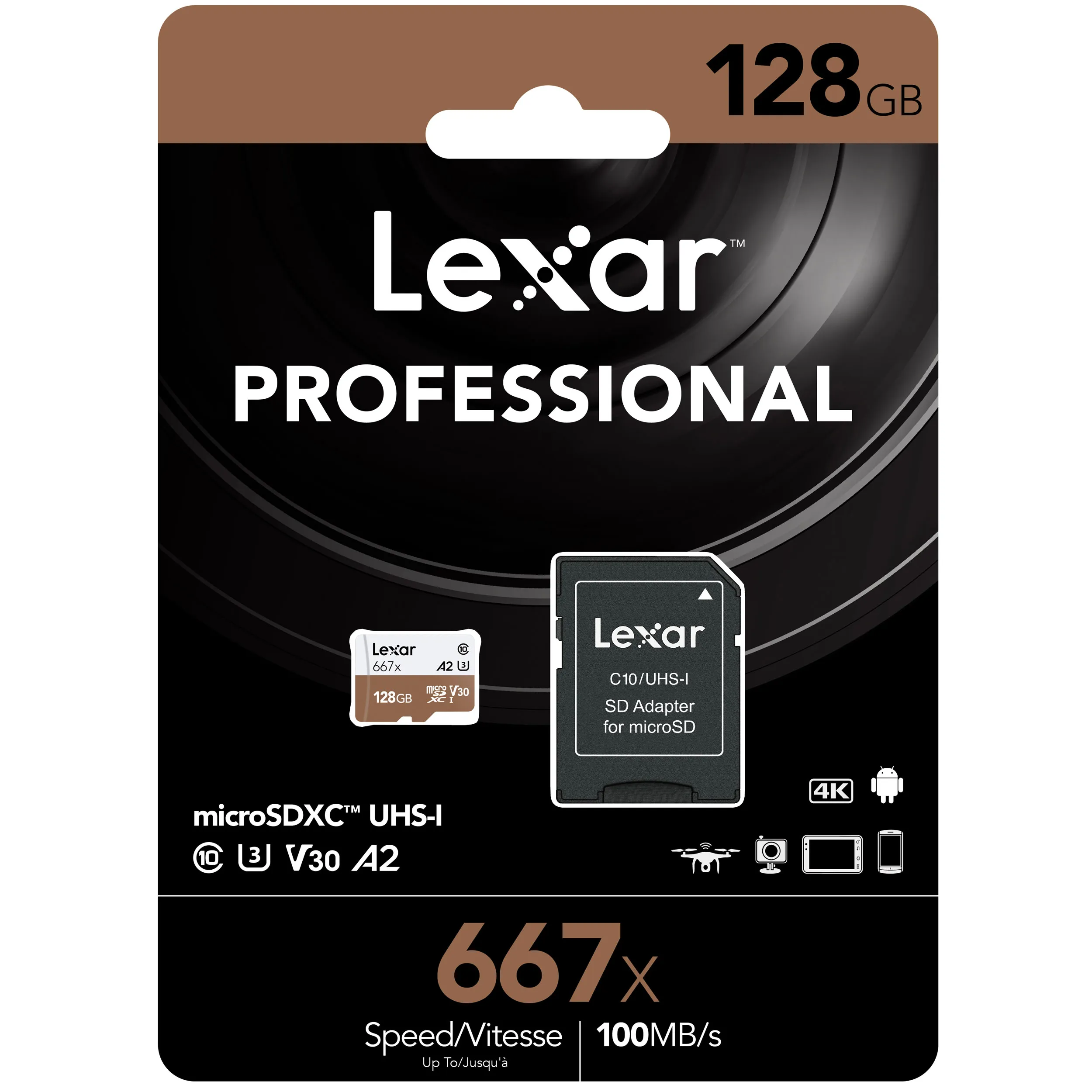 כרטיס זיכרון Lexar 128GB 667x microSDHC™/microSDXC™ UHS-I