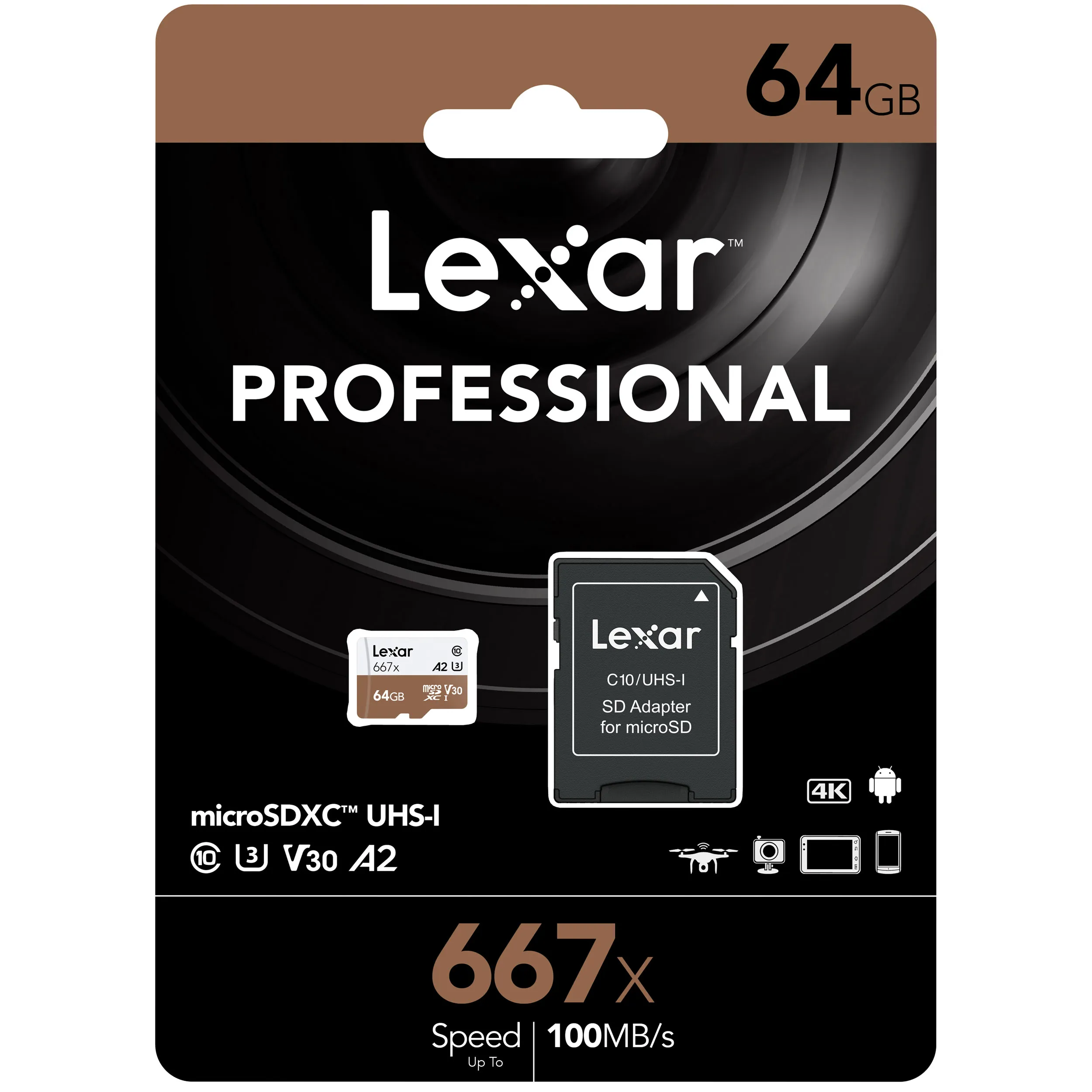 כרטיס זיכרון Lexar 64GB 667x microSDHC™/microSDXC™ UHS-I
