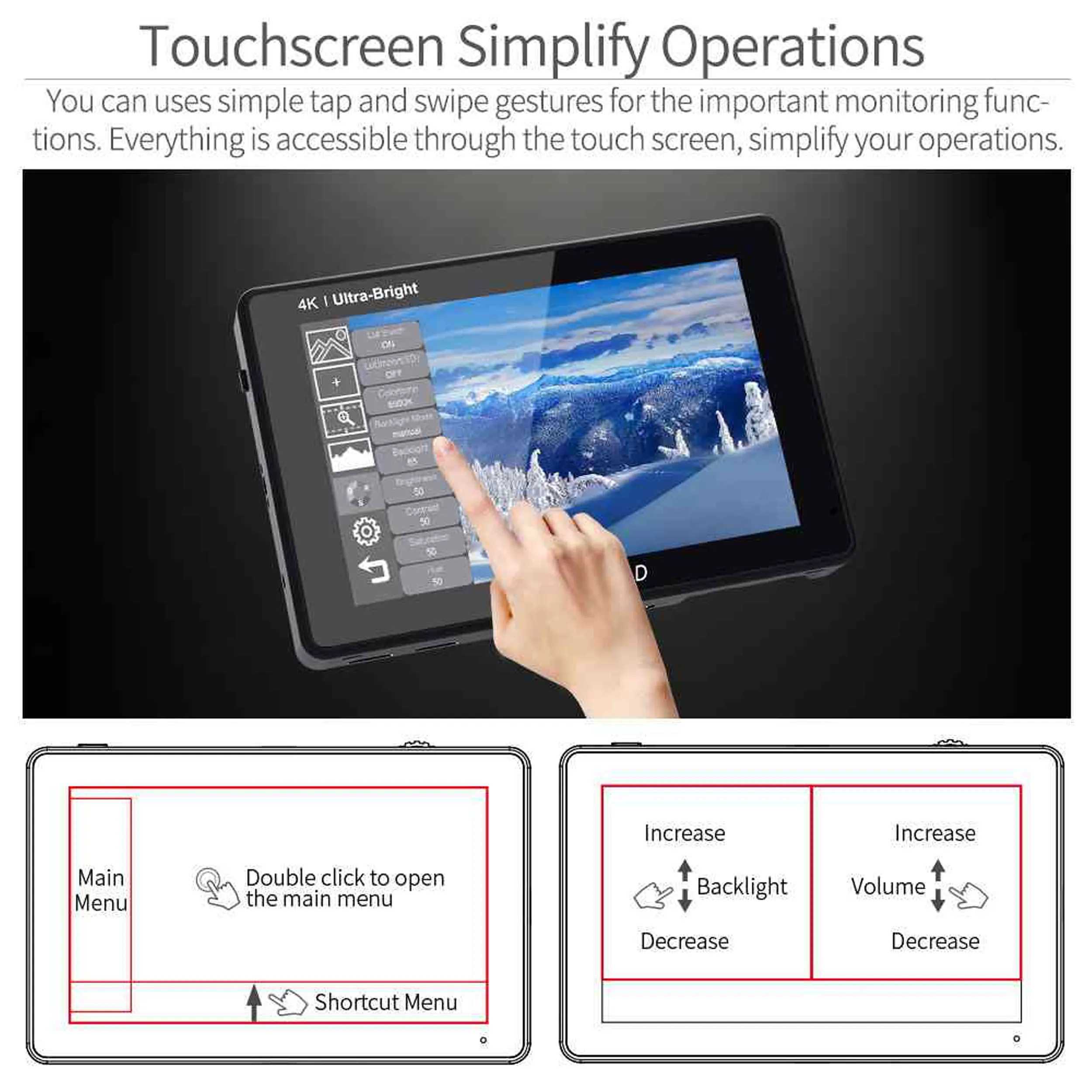 מוניטור וידאו SDI מסך מגע 7" Feelword LUT7S PRO