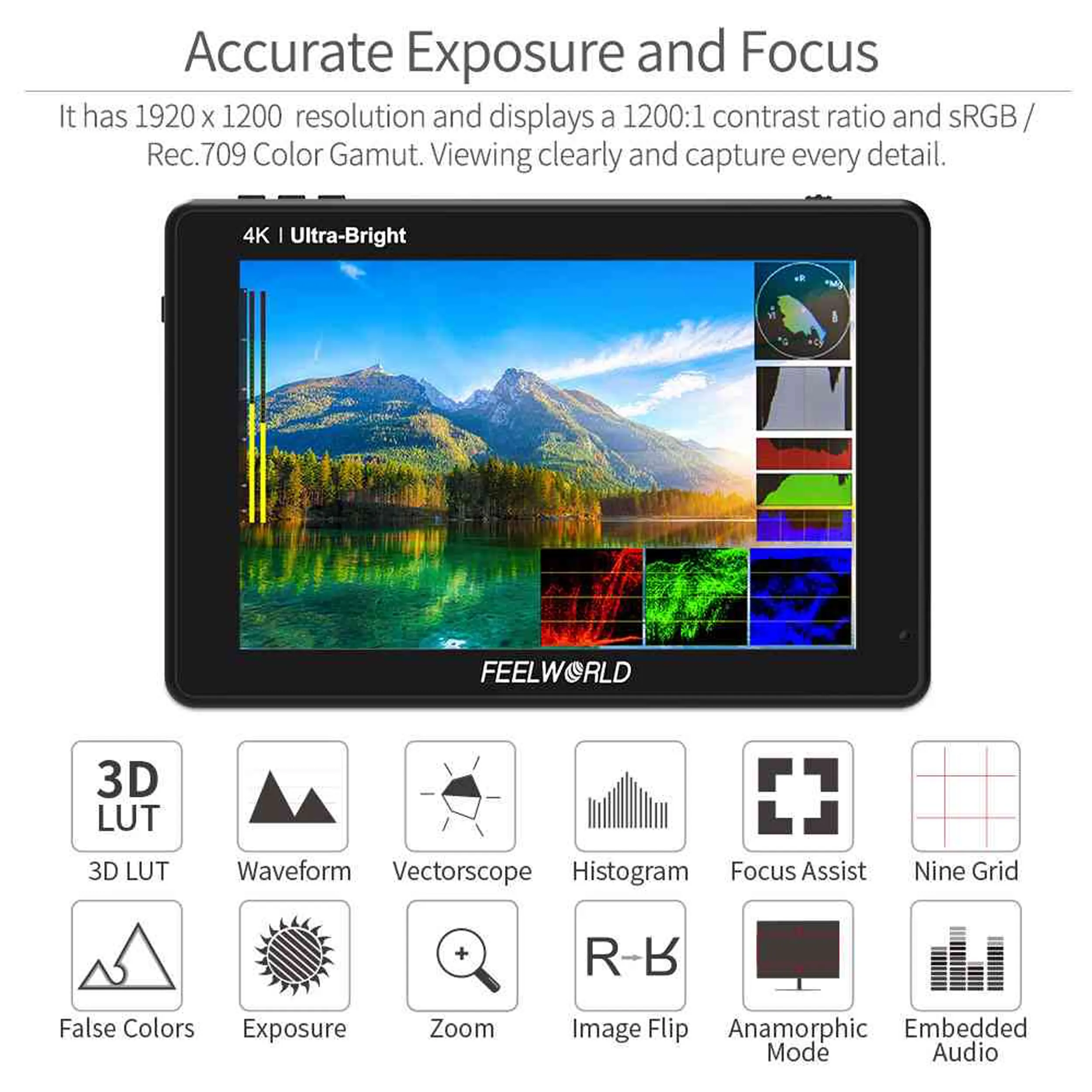 מוניטור וידאו SDI מסך מגע 7" Feelword LUT7S PRO