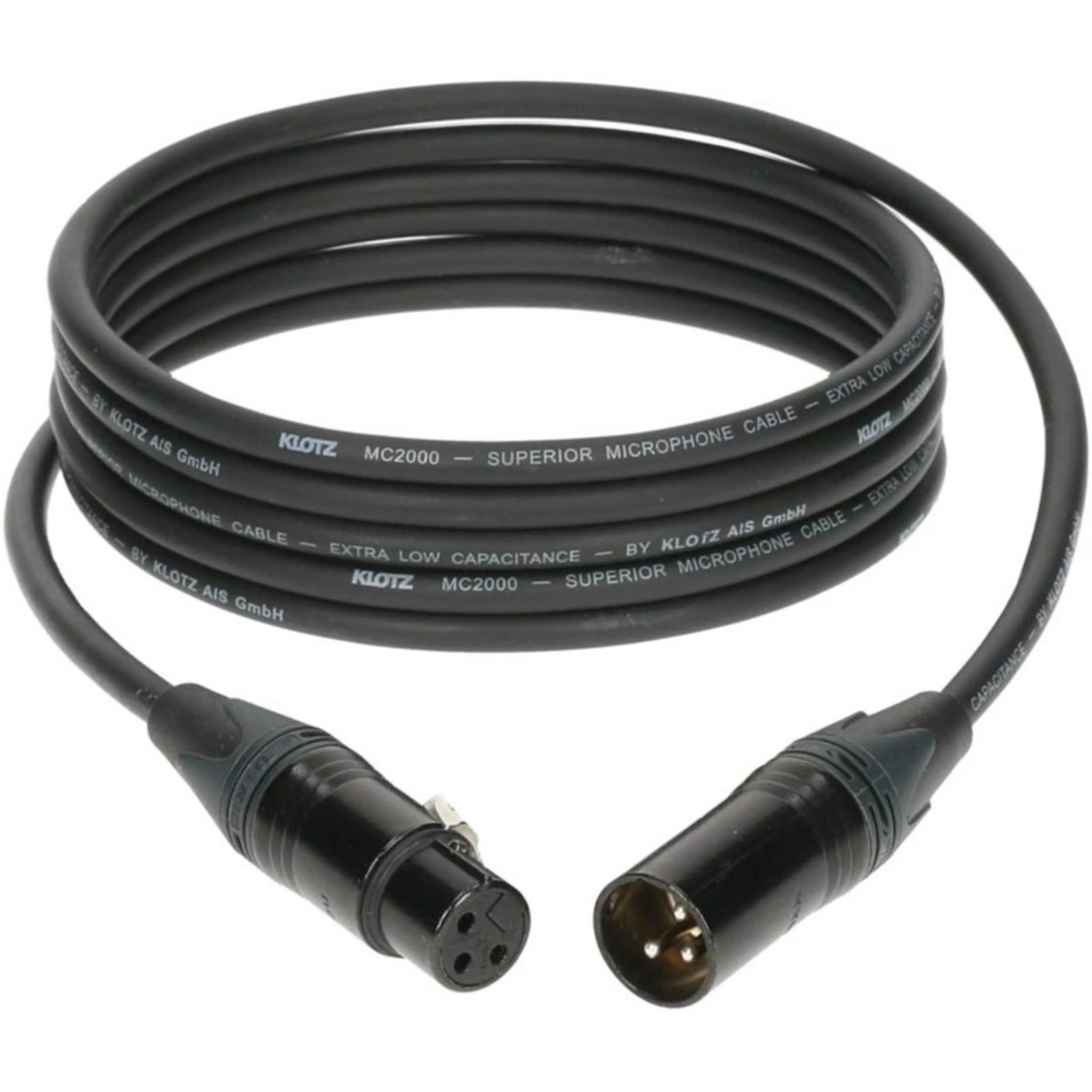 כבל XLR מקצועי מחברי Neutrik באורך 3 מטר Klotz M2
