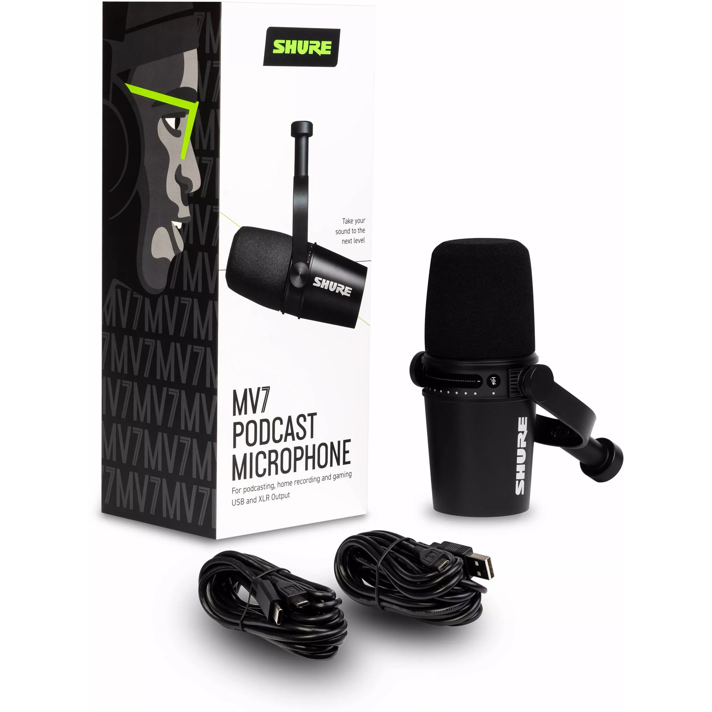 מיקרופון דינמי לפודקאסטים Shure MV7-K