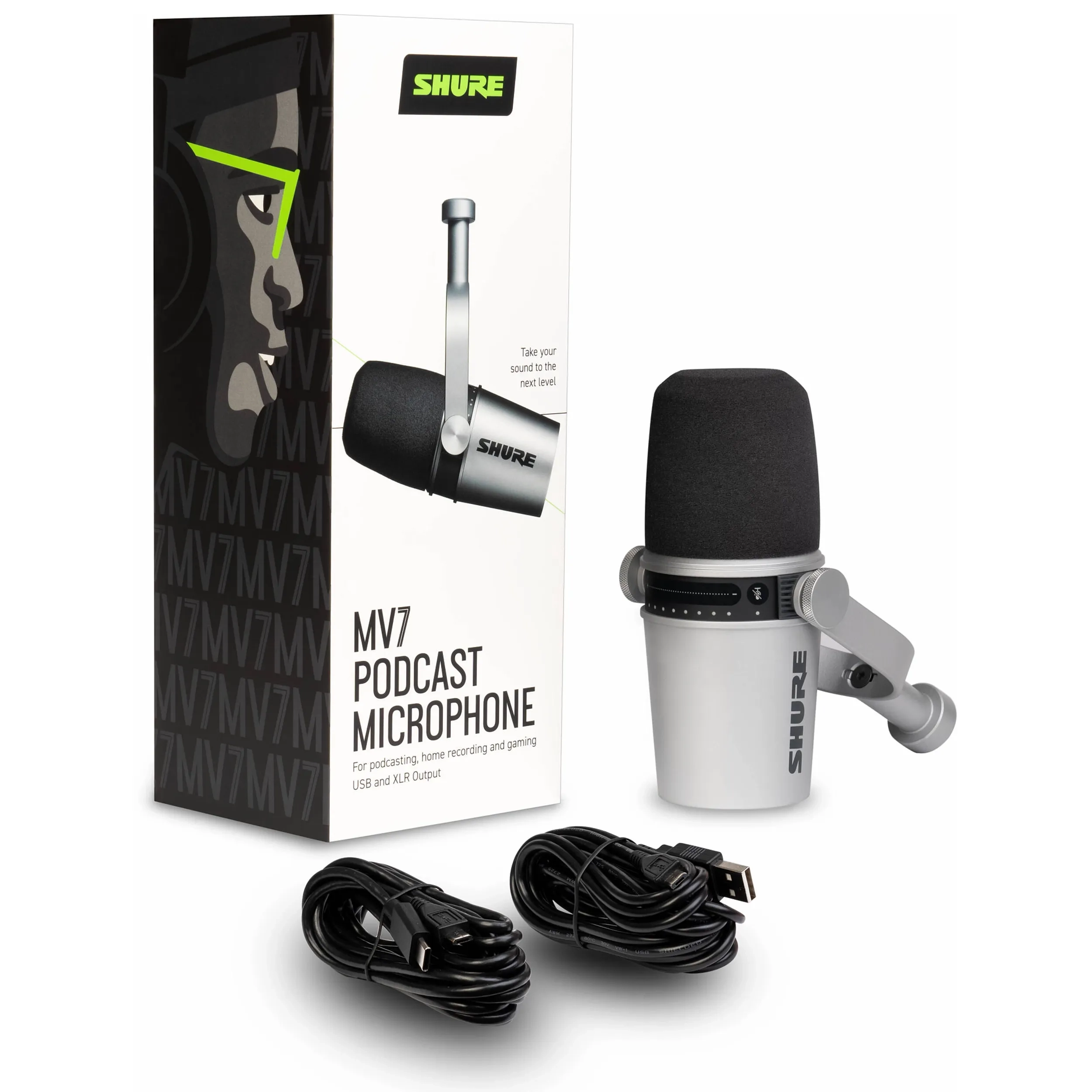 מיקרופון דינמי כסוף Shure MV7-S