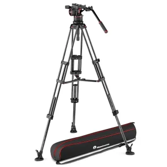 קיט חצובת וידאו סיבי פחמן בעלת ספרדר אמצעי Manfrotto MVKN12TWINMC