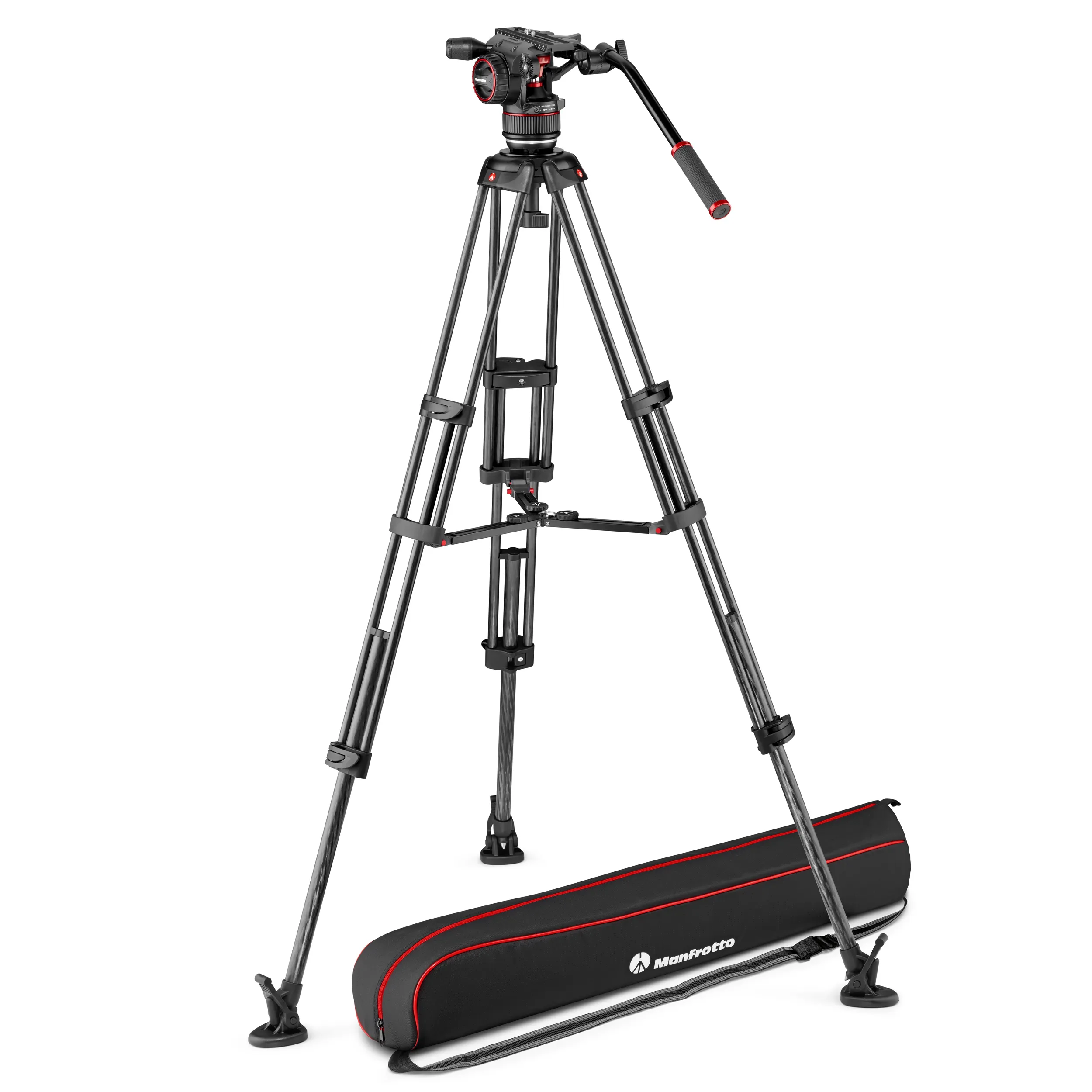 קיט חצובת וידאו סיבי פחמן Nitrotech N8 וחצובה MVTTWINMC עם ספרדר אמצעי