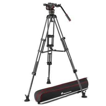 קיט חצובת וידאו סיבי פחמן Nitrotech N8 וחצובה MVTTWINMC עם ספרדר אמצעי