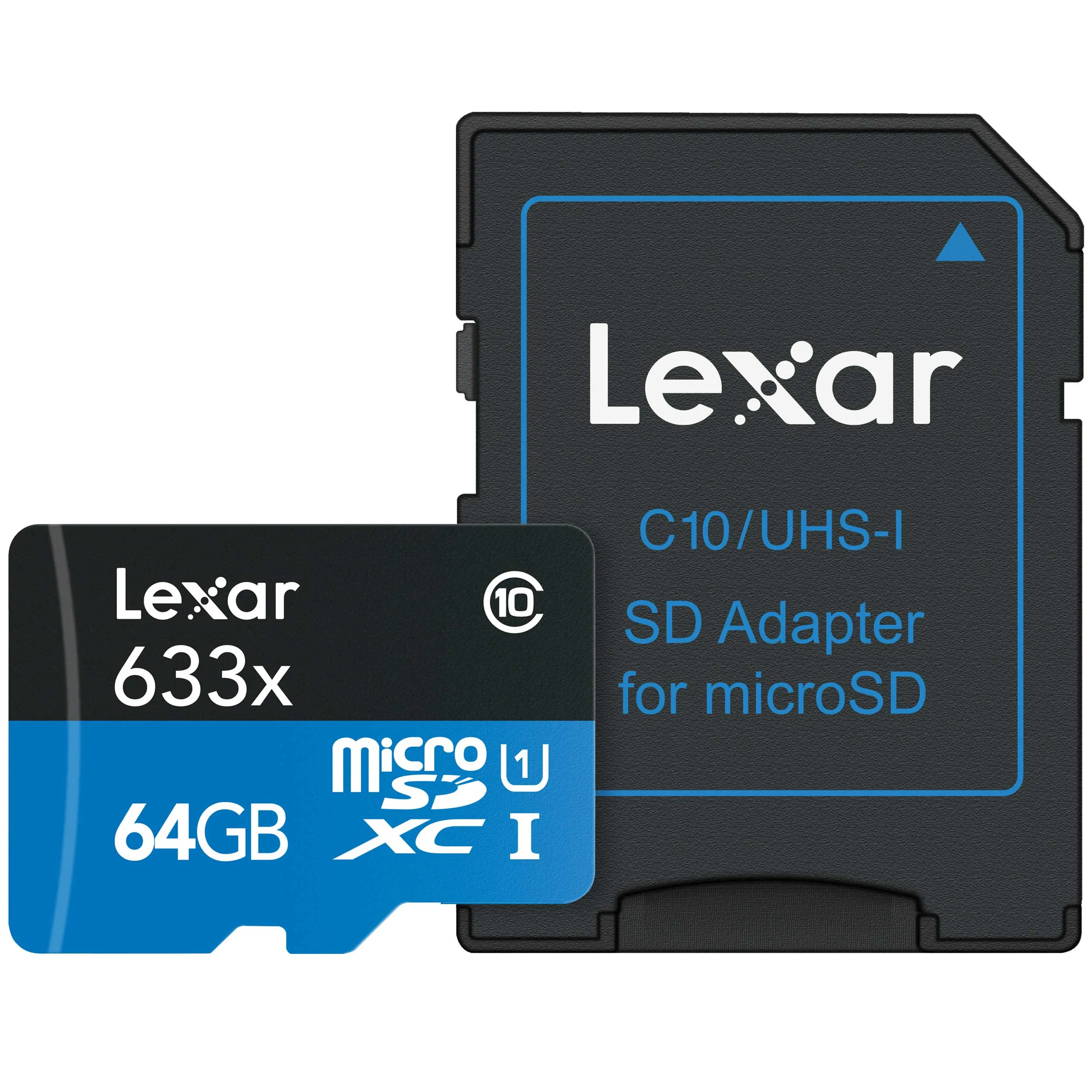כרטיס זיכרון Lexar 64GB microSDXC UHS-I Class-10  עם מתאם SD