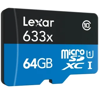 כרטיס זיכרון Lexar 64GB microSDXC UHS-I Class-10  עם מתאם SD