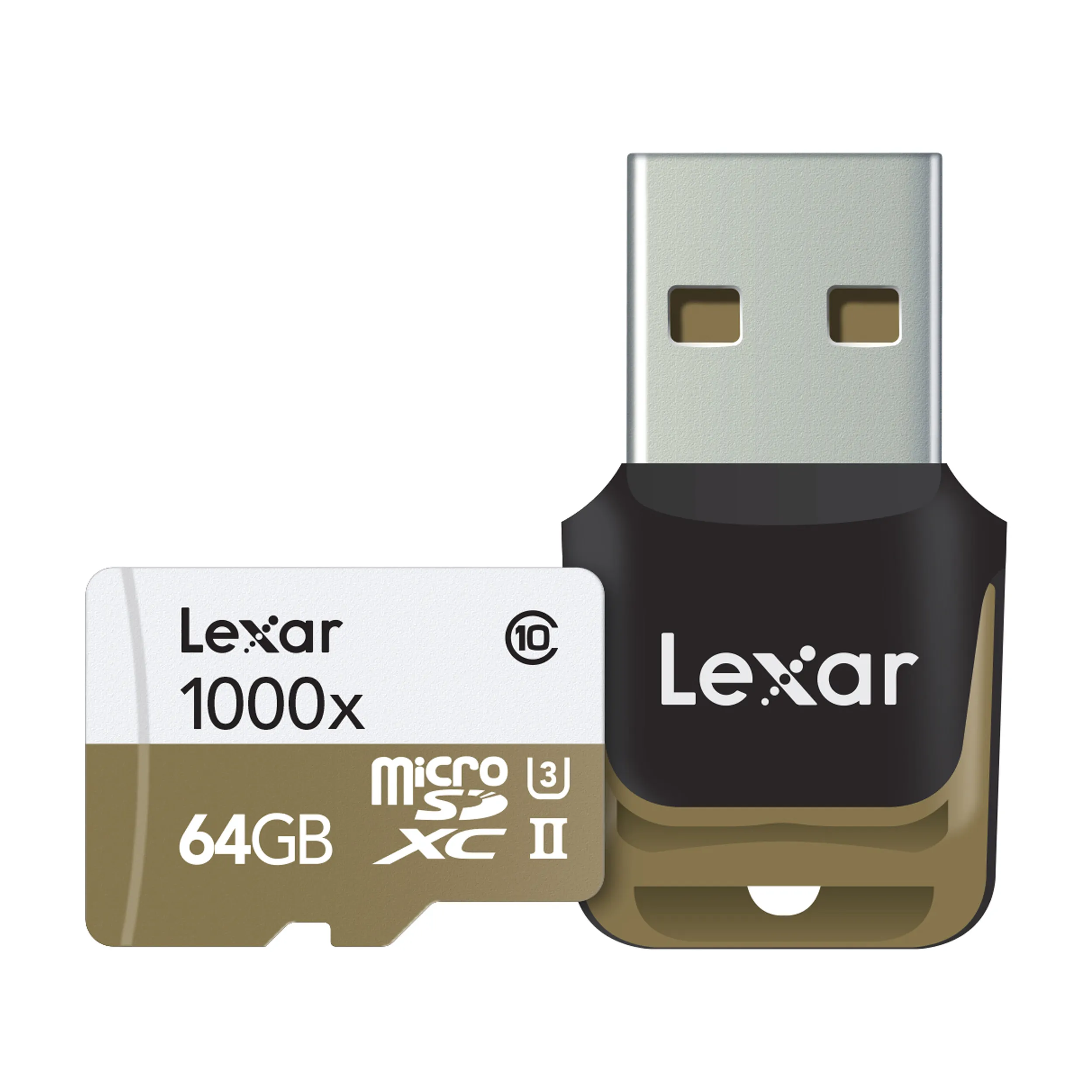 כרטיס זיכרון Lexar 64GB microSDXC UHS-II 1000x U3 עם קורא ל-USB