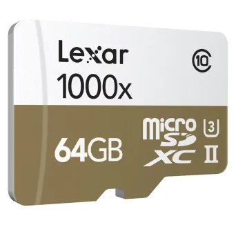 כרטיס זיכרון Lexar 64GB microSDXC UHS-II 1000x U3 עם קורא ל-USB