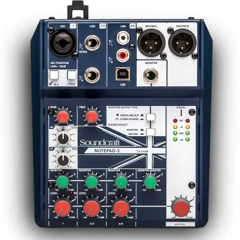 מיקסר 5 ערוצים ממשק Soundcraft Notepad-5 USB
