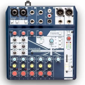 מיקסר 8 ערוצים עם אפקטים מובנים וממשק Soundcraft Notepad-8 USB