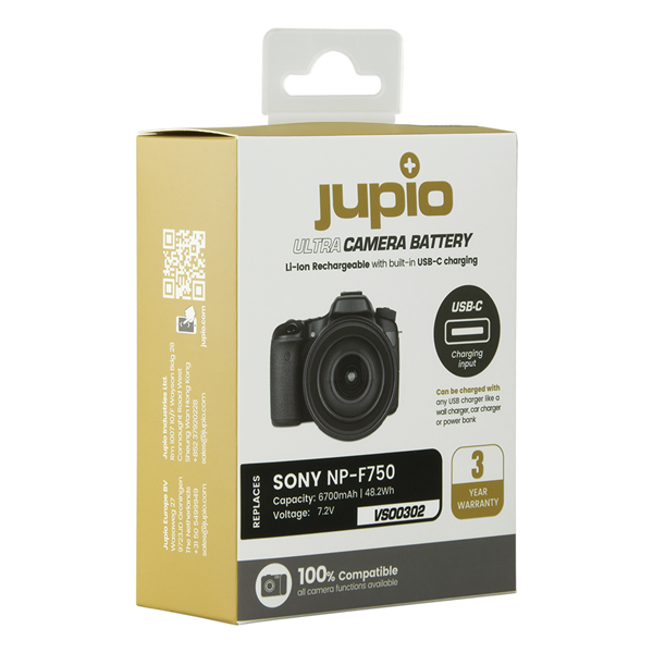 סוללת ליתיום Jupio NP-F750 *ULTRA* (USB-C input) 6700mAh