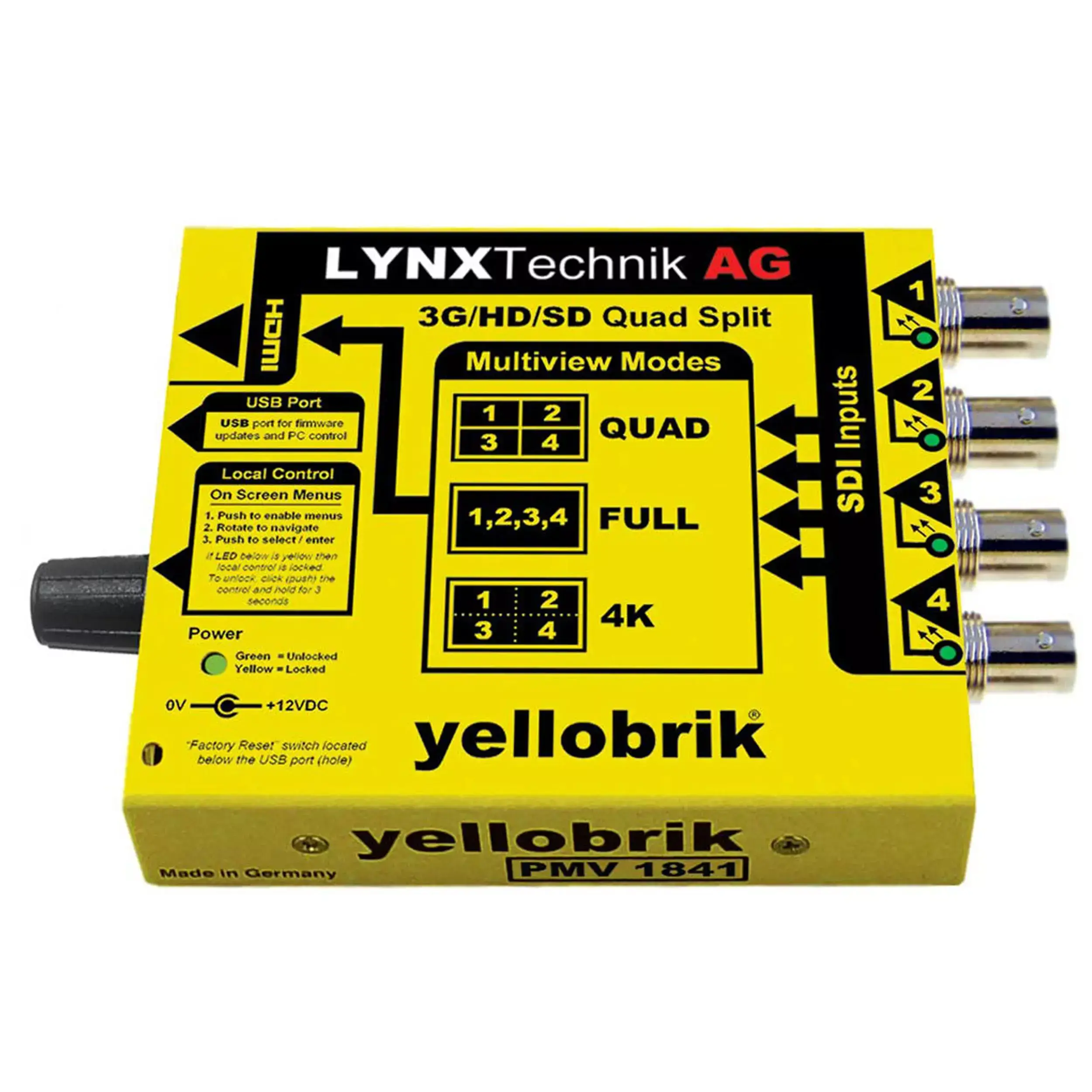 LYNX PMV 1841 3Gbit SDI to HDMI Quad Split with 4K Monitoring