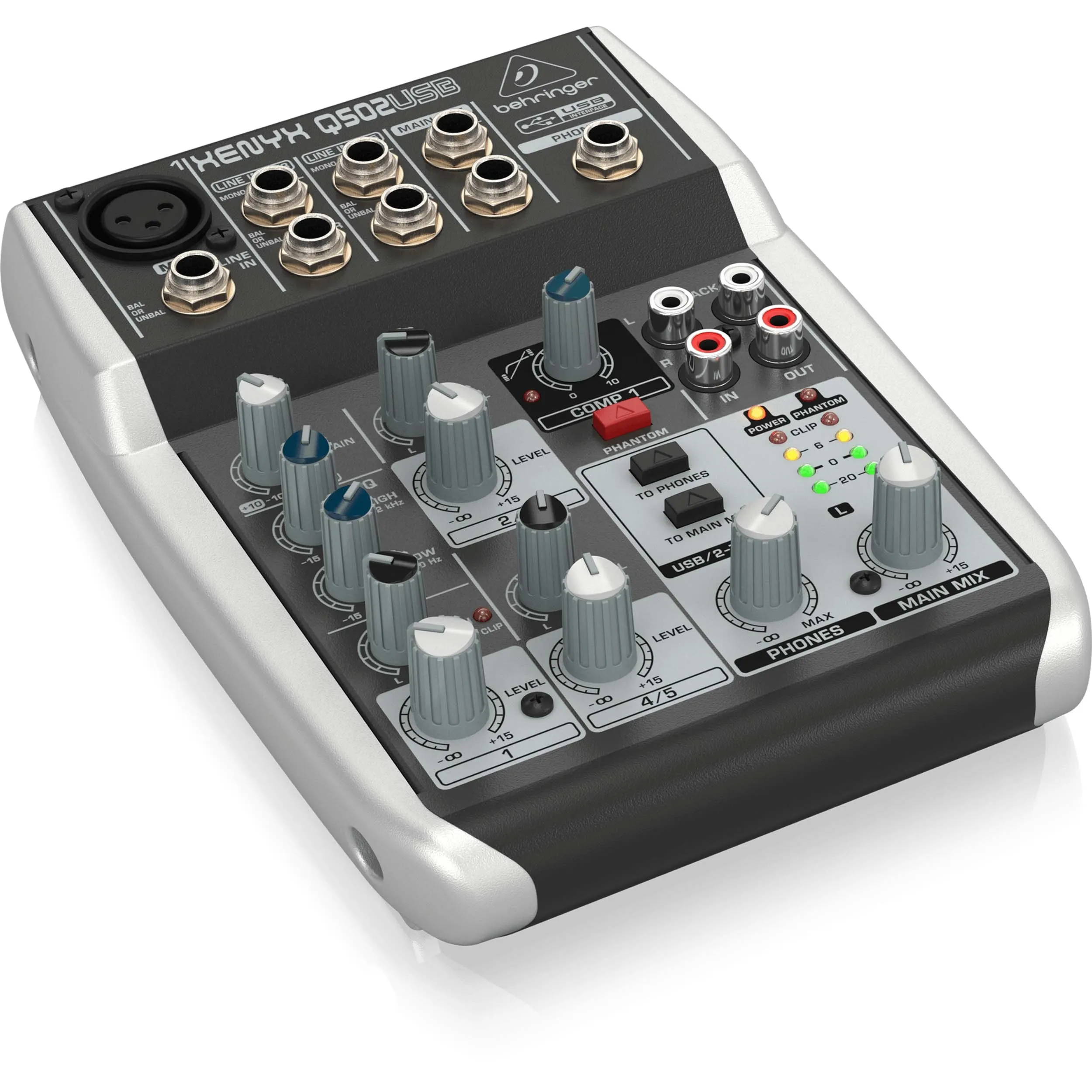 מיקסר קומפקטי 5 כניסות עם ממשק Behringer Xenyx Q502USB USB