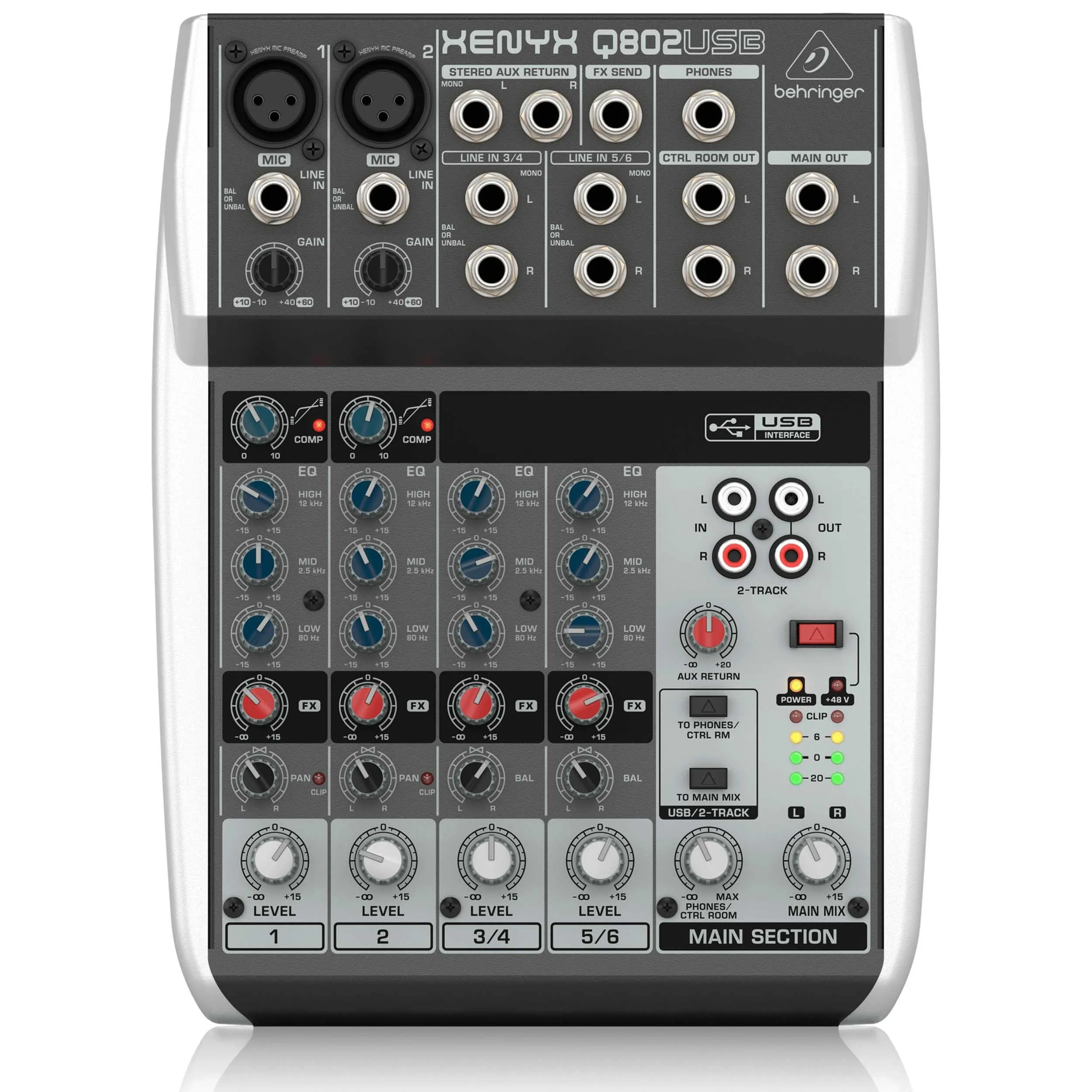 מיקסר 8 כניסות עם ממשק Behringer Xenyx Q802USB USB