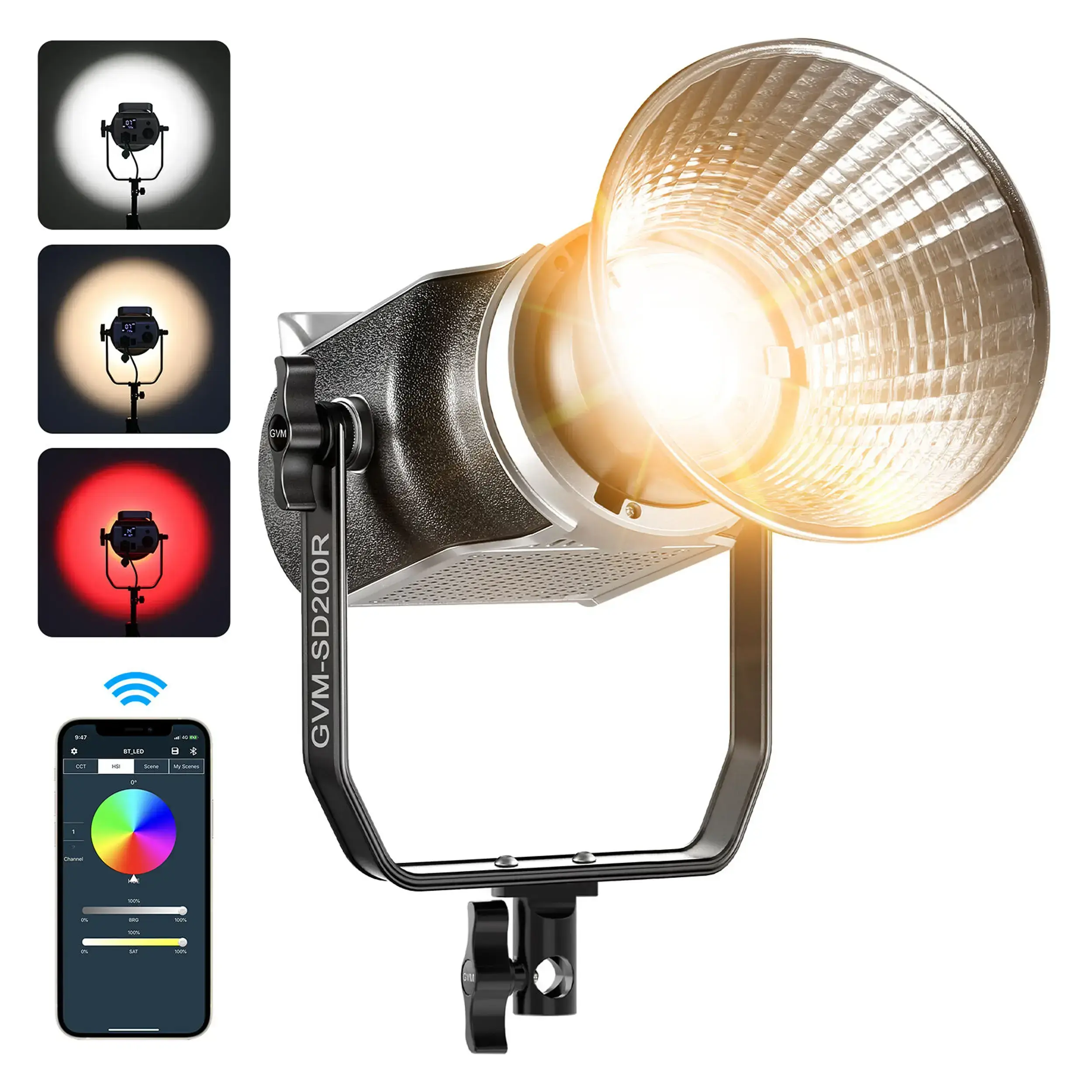 פנס לד GVM - SD200R 200W Bi-Color & RGB