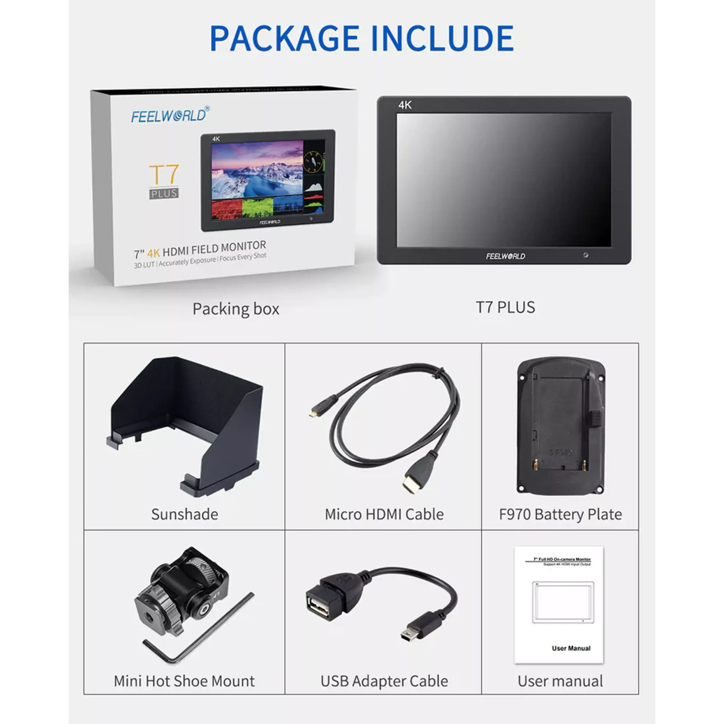 מוניטור 4K "7 ברזולוציה Feelworld T7 PLUS 1920x1200