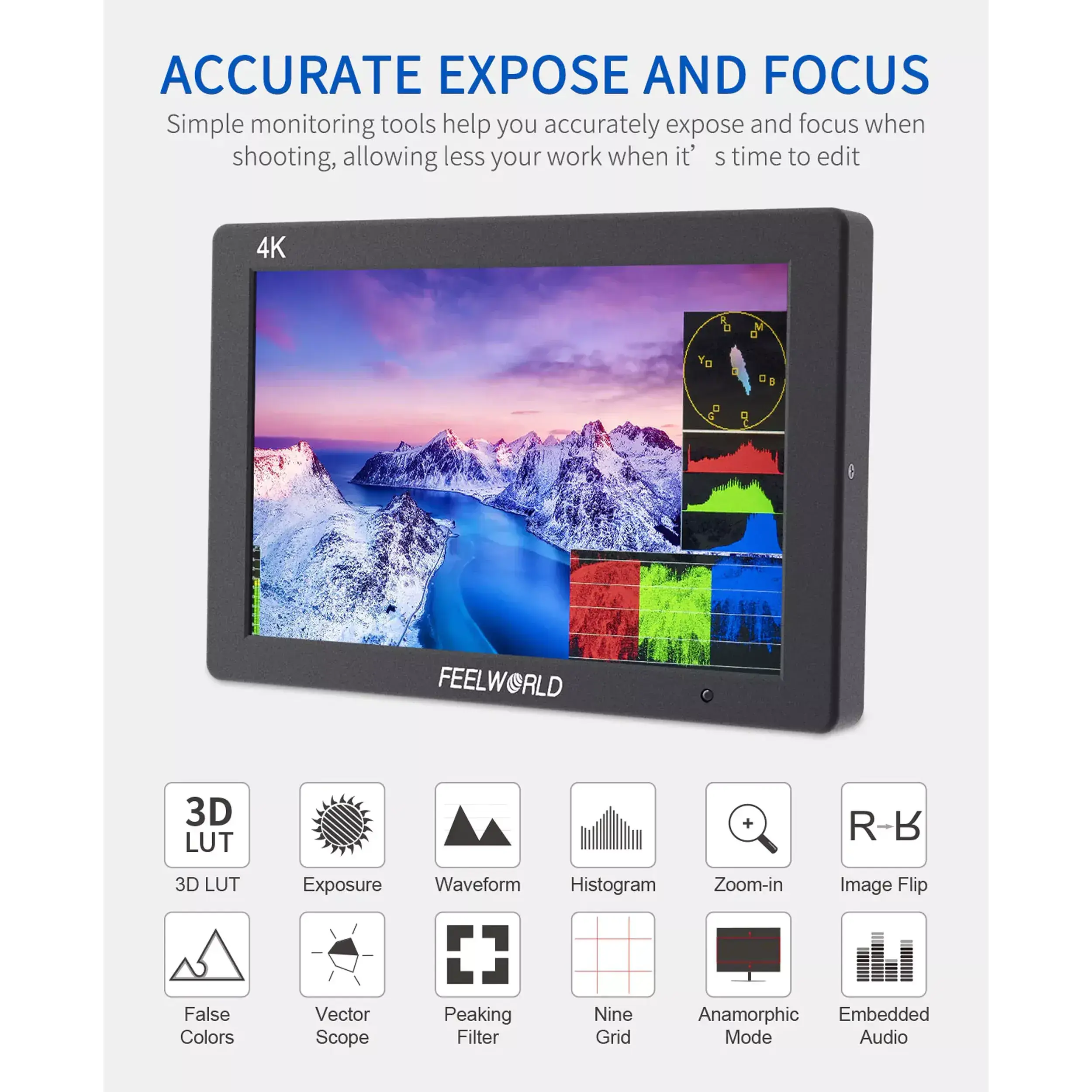 מוניטור 4K "7 ברזולוציה Feelworld T7 PLUS 1920x1200