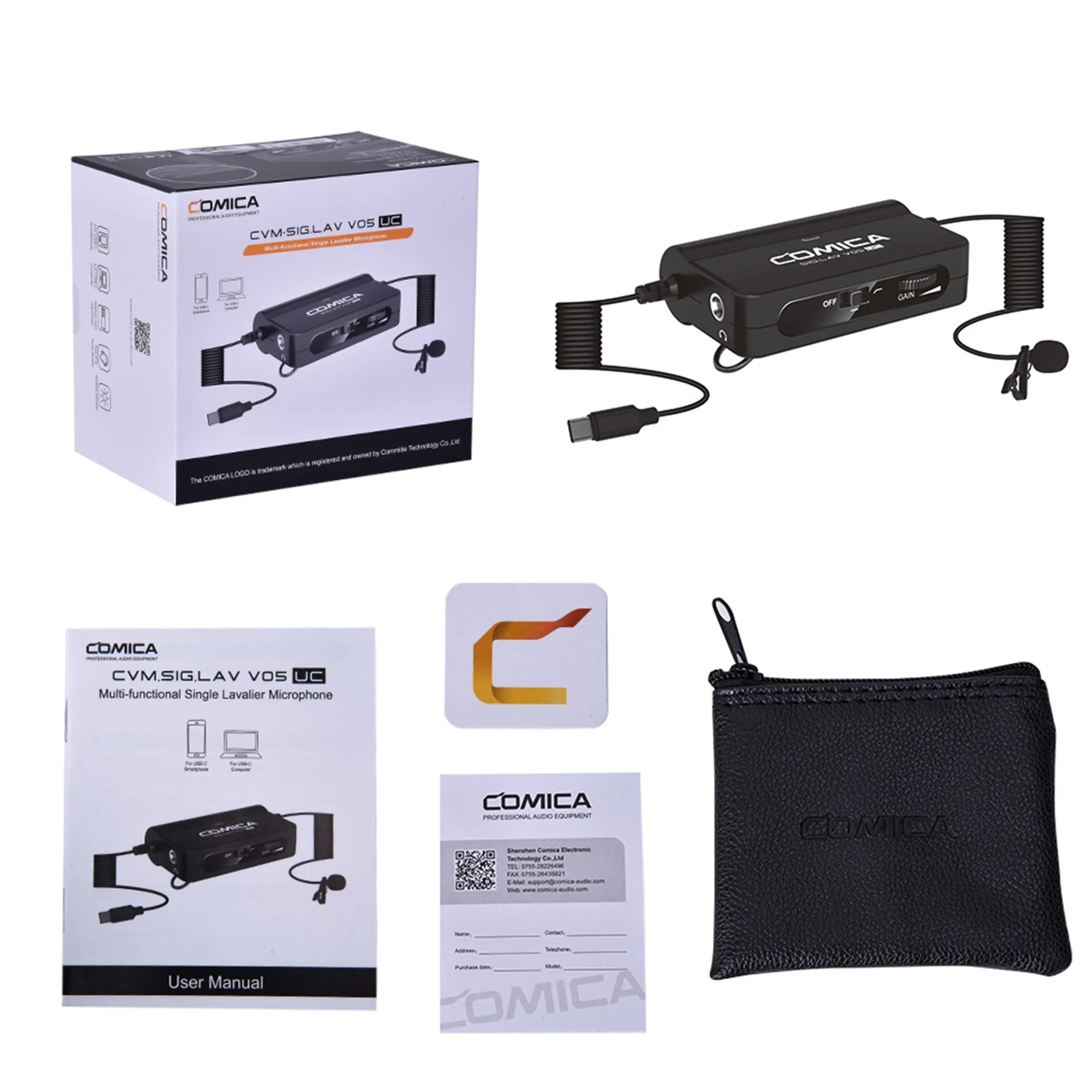 מיקרופון דש חיבור USB-C לטלפון חכם/מחשב Comica SIG.LAV V05UC