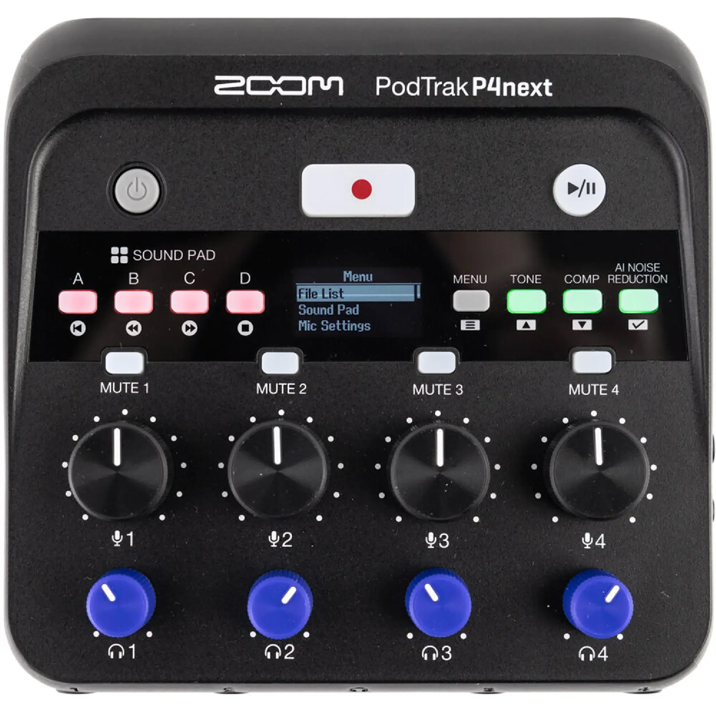 מקליט לפודקאסט 4 ערוצים  Zoom PodTrak P4next