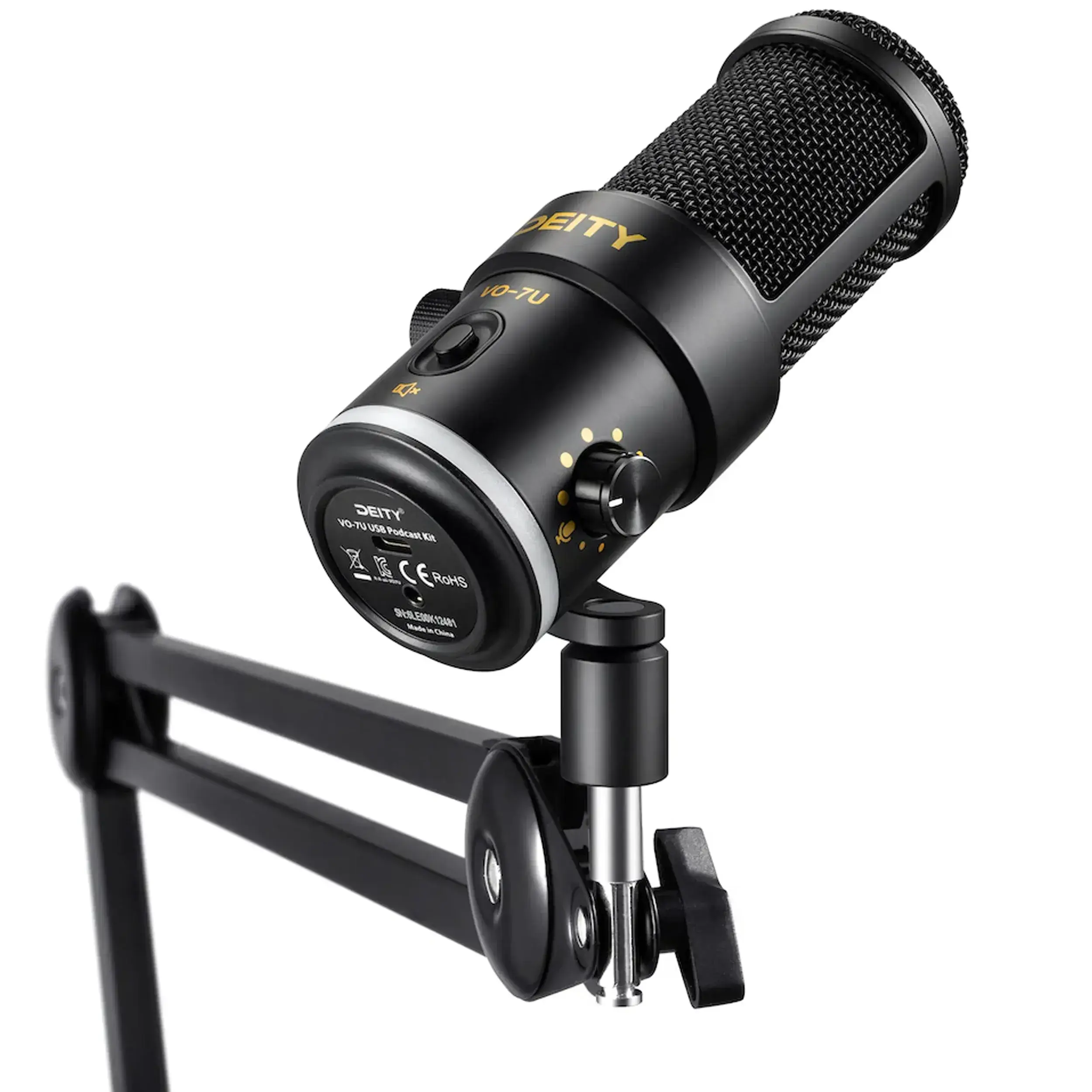 קיט מיקרופון USB וזרוע שולחנית לפודקאסט Deity VO-7U Kit