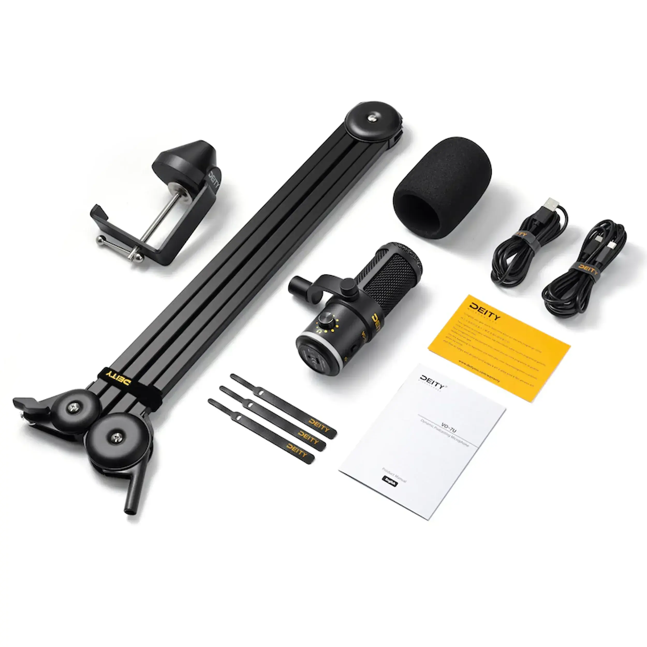 קיט מיקרופון USB וזרוע שולחנית לפודקאסט Deity VO-7U Kit