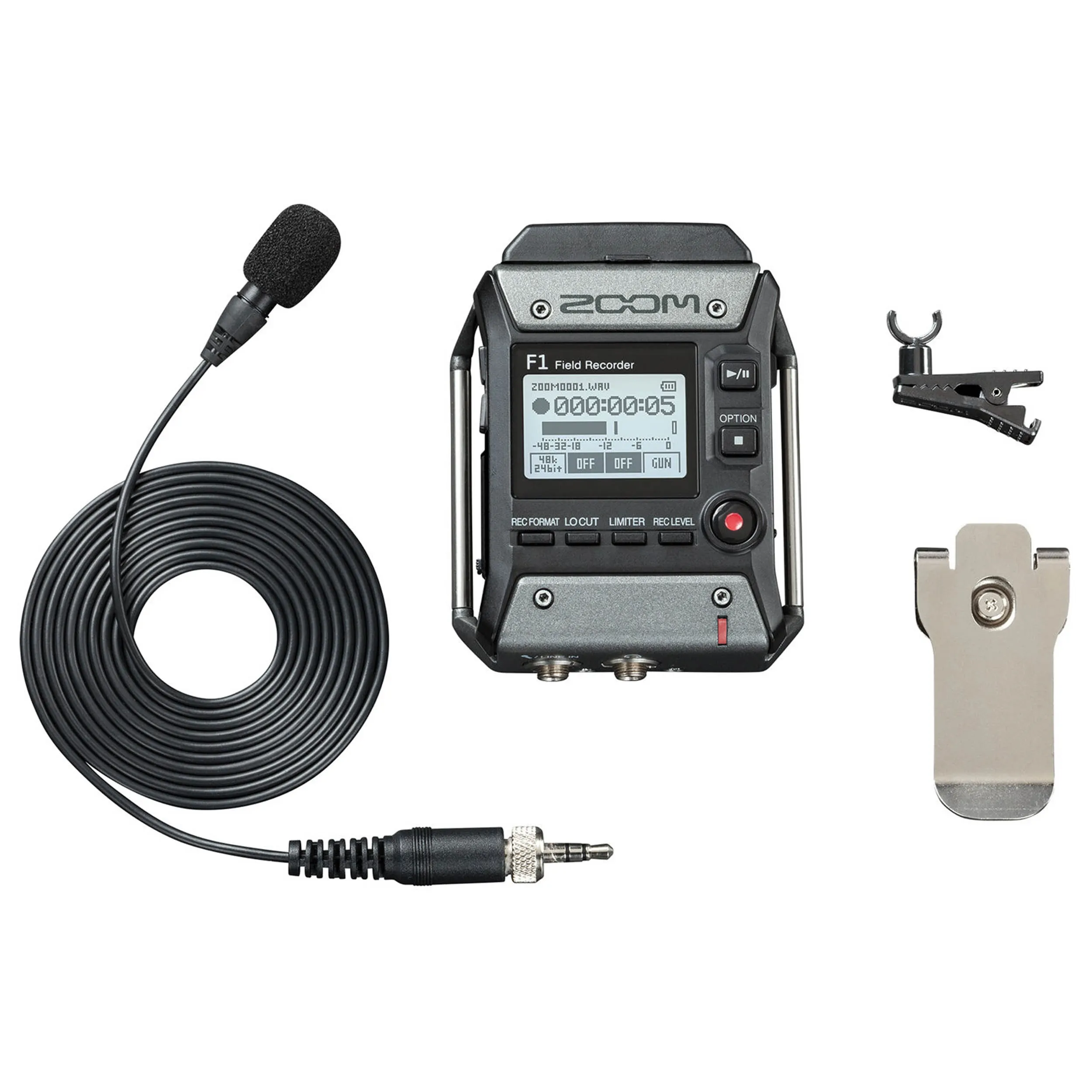 מקליט אודיו נייד 2 ערוצים הכולל מיקרופון דש Zoom F1-LP