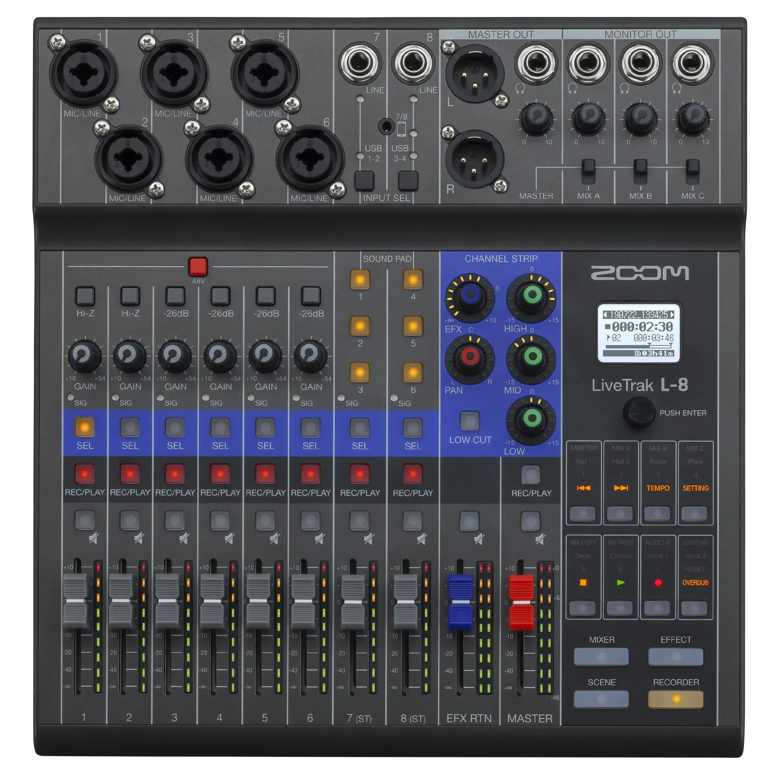 מיקסר ומקליט סאונד נייד 8 ערוצים Zoom LiveTrak L-8
