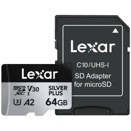 כרטיס זיכרון 64GB Lexar® Professional SILVER PLUS microSDXC™
