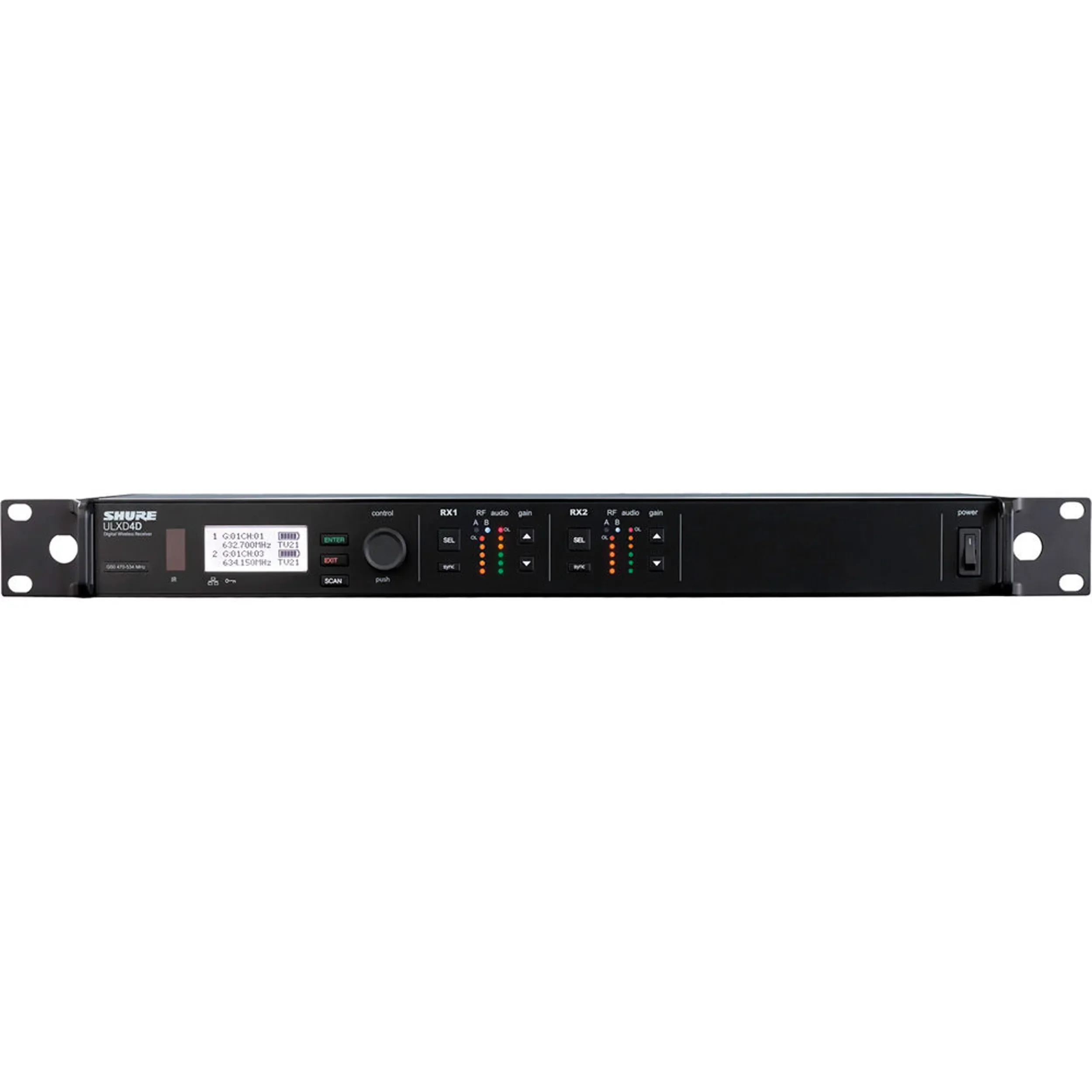 מקלט 2 ערוצים למערכת אלחוטית דיגיטלית Shure ULXD
