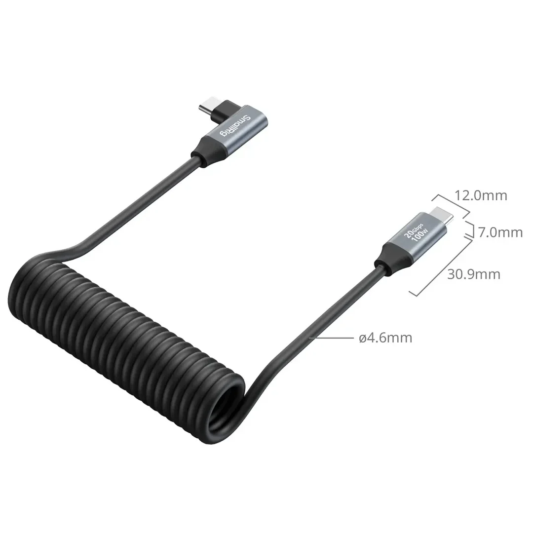 כבל מסולסל  USB-C ישר/זוויתי SmallRig 4792 100W