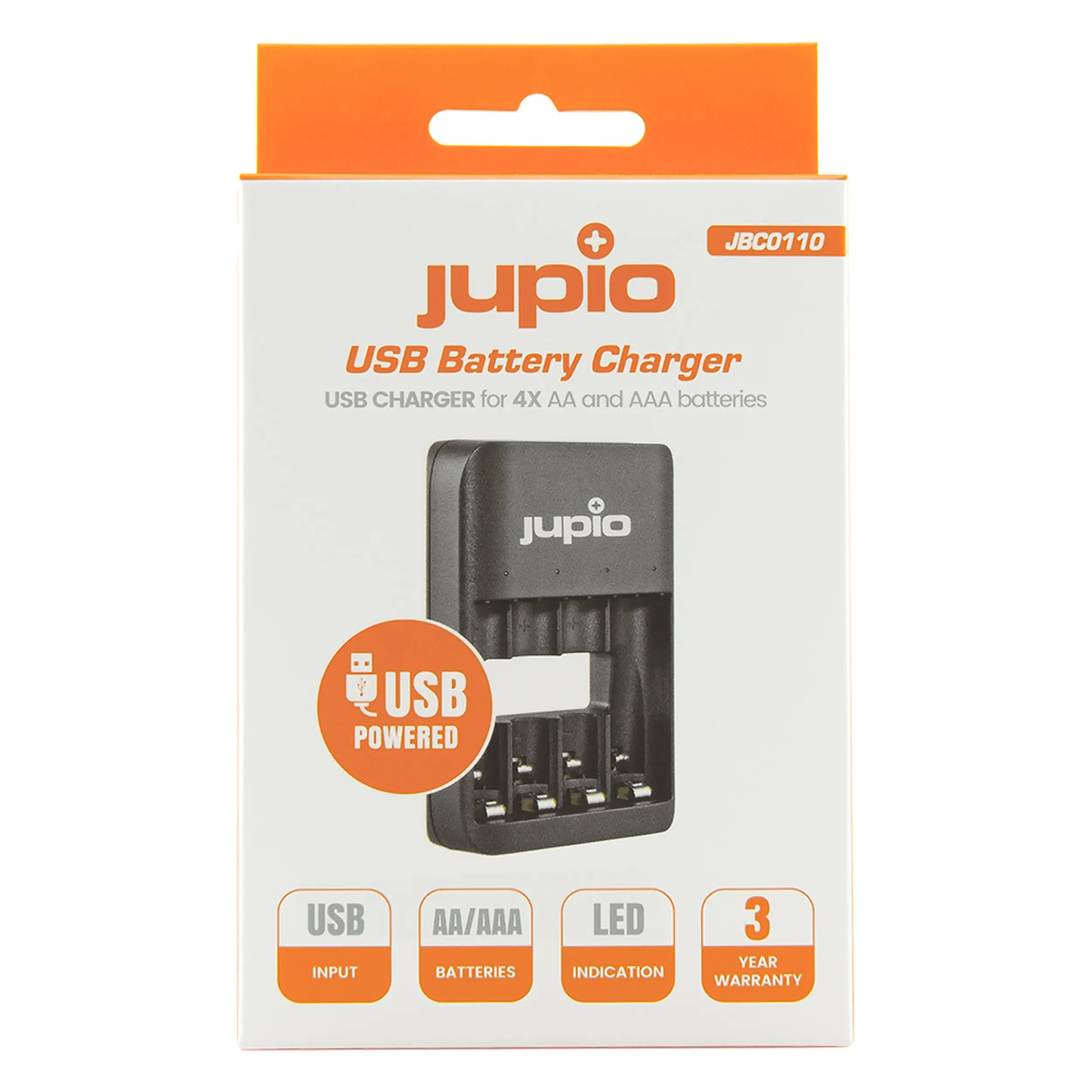מטען USB ל-4 סוללות AA/AAA