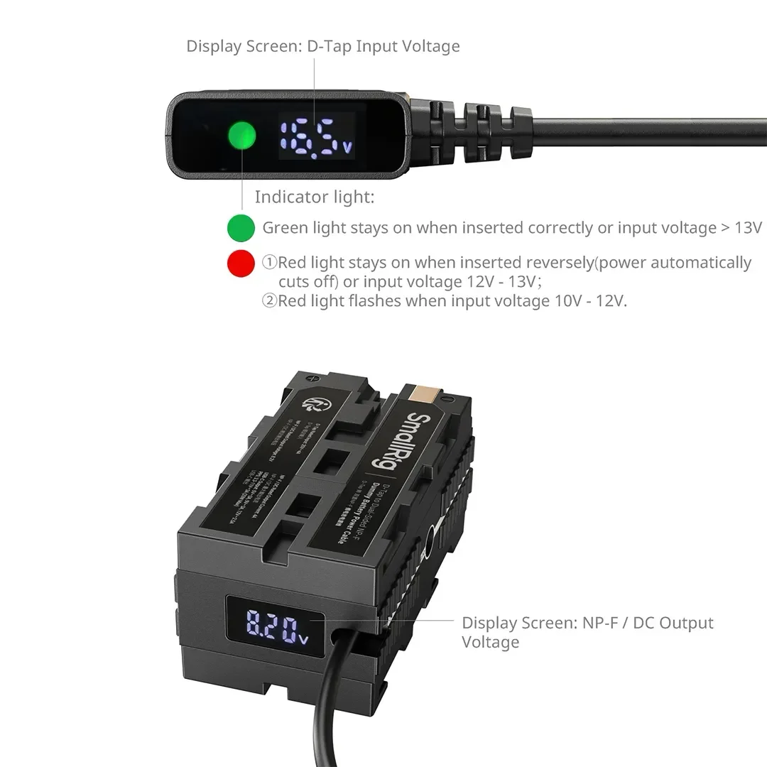 סוללת דמה NP-F וכבל D-TAP מתאם מתח  SmallRig 4884