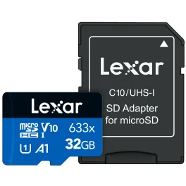 כרטיס זיכרון עם מתאם 32GB Lexar® High-Performance 633x microSDHC™ UHS-I SD