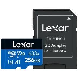 כרטיס זיכרון עם מתאם 256GB Lexar® High-Performance 633x microSDHC™ UHS-I SD