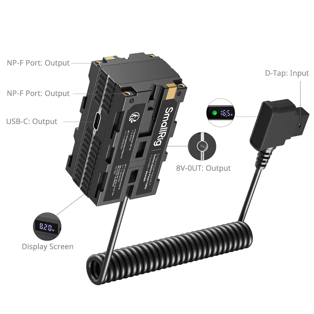 סוללת דמה NP-F וכבל D-TAP מתאם מתח  SmallRig 4884