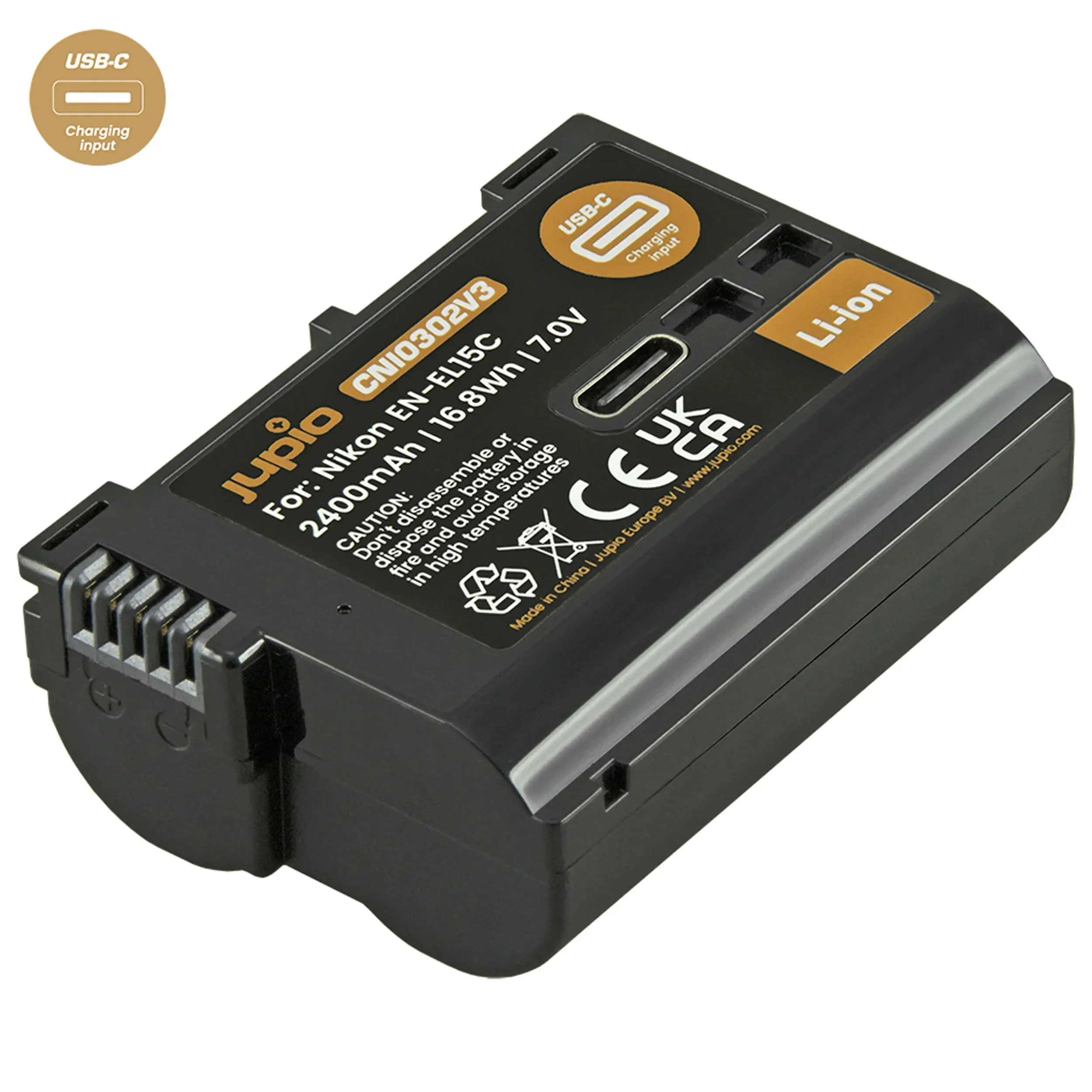 סוללת ליתיום Jupio EN-EL15C *ULTRA* (USB-C input) 2400mAh