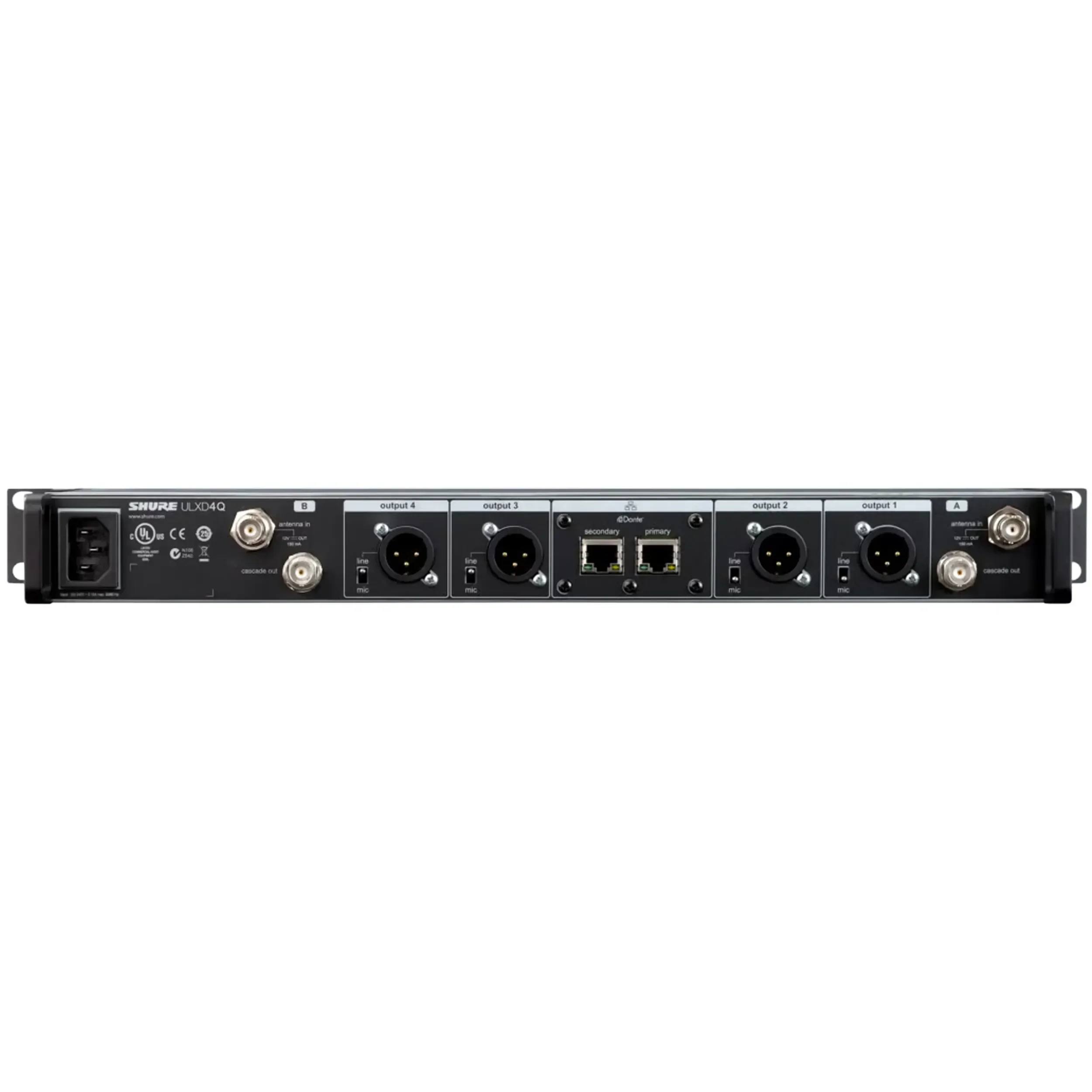 מקלט 4 ערוצים למערכת אלחוטית דיגיטלית Shure ULXD