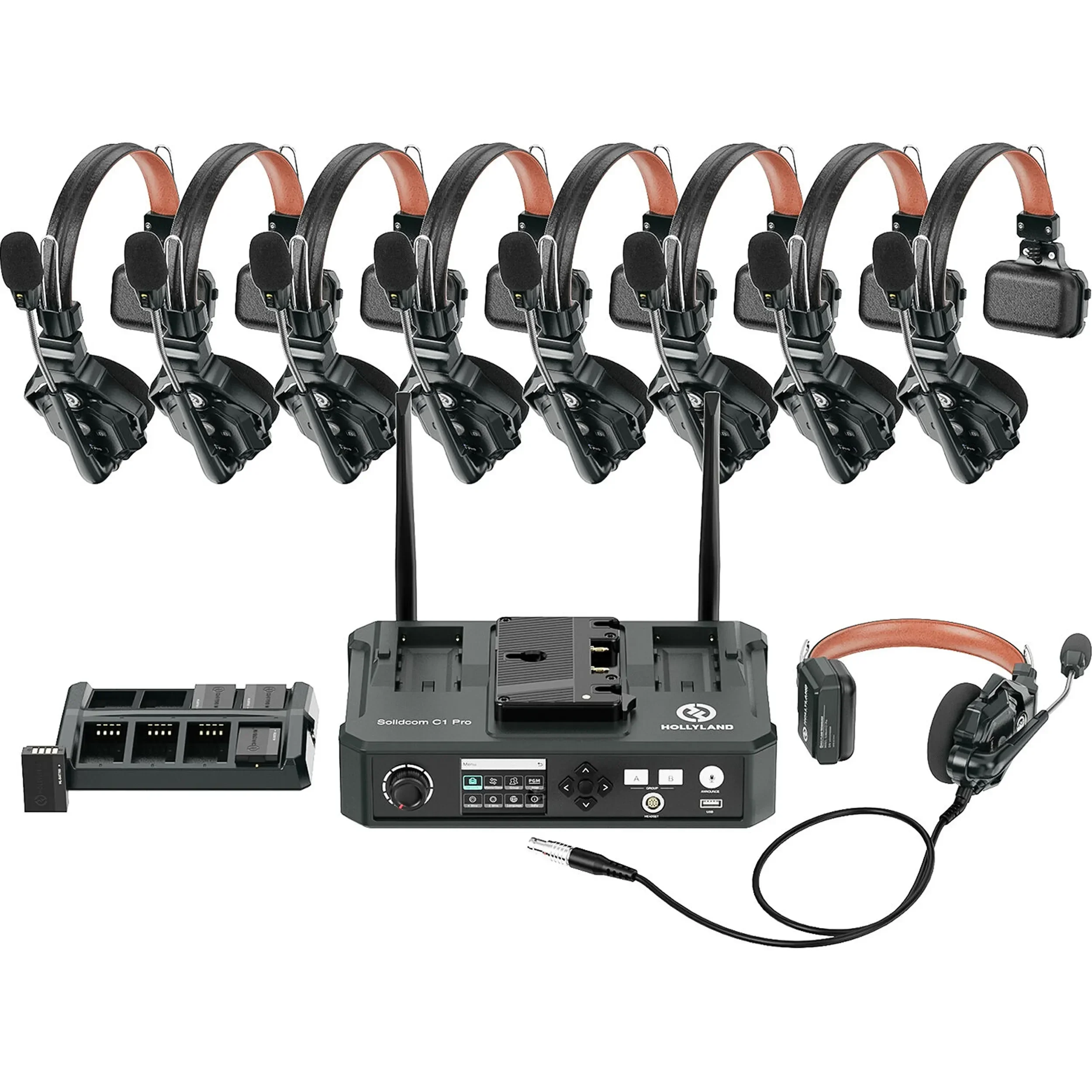מערכת אינטרקום אלחוטי מתקדמת 9 משתמשים  Hollyland Solidcom C1 PRO-8S+HUB