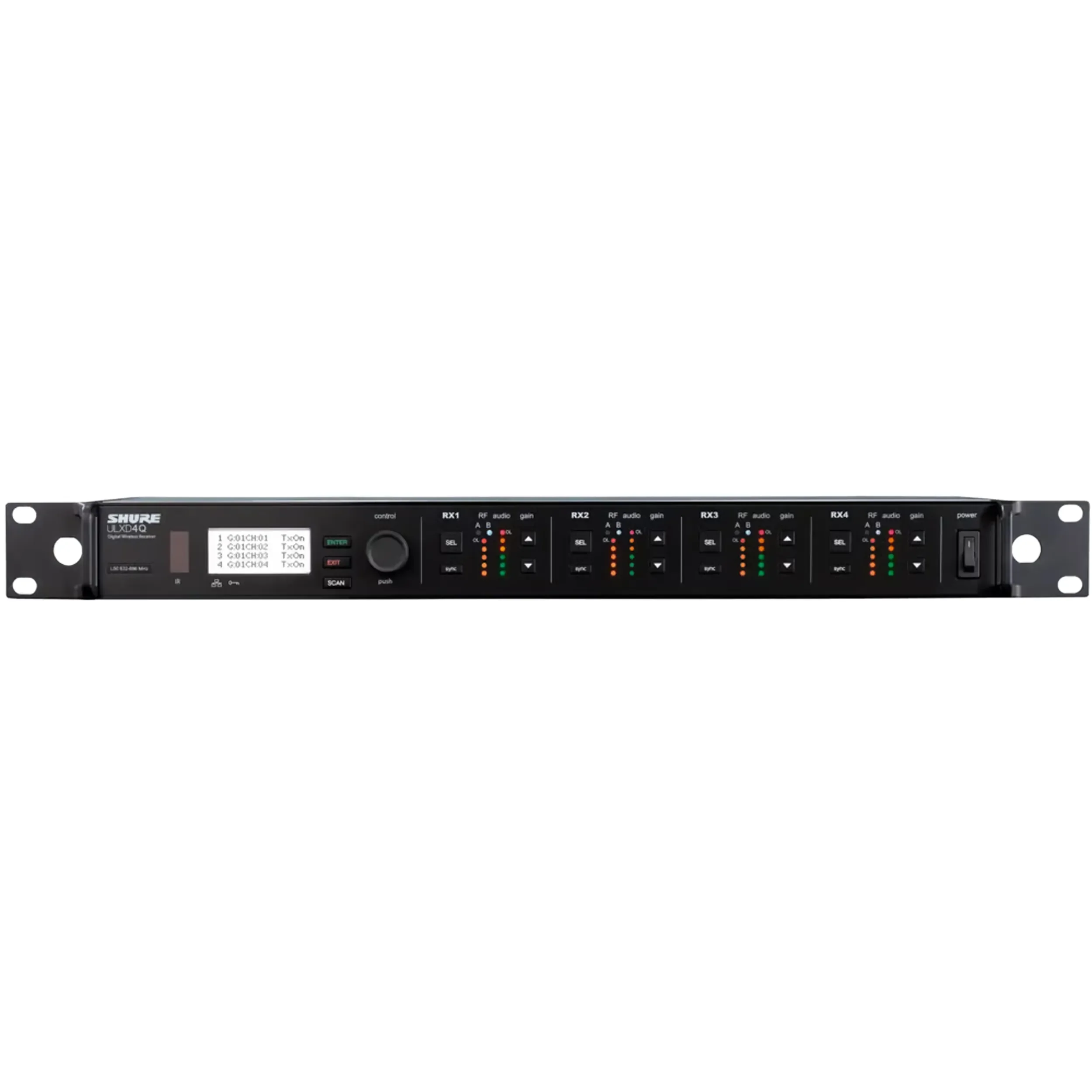 מקלט 4 ערוצים למערכת אלחוטית דיגיטלית Shure ULXD