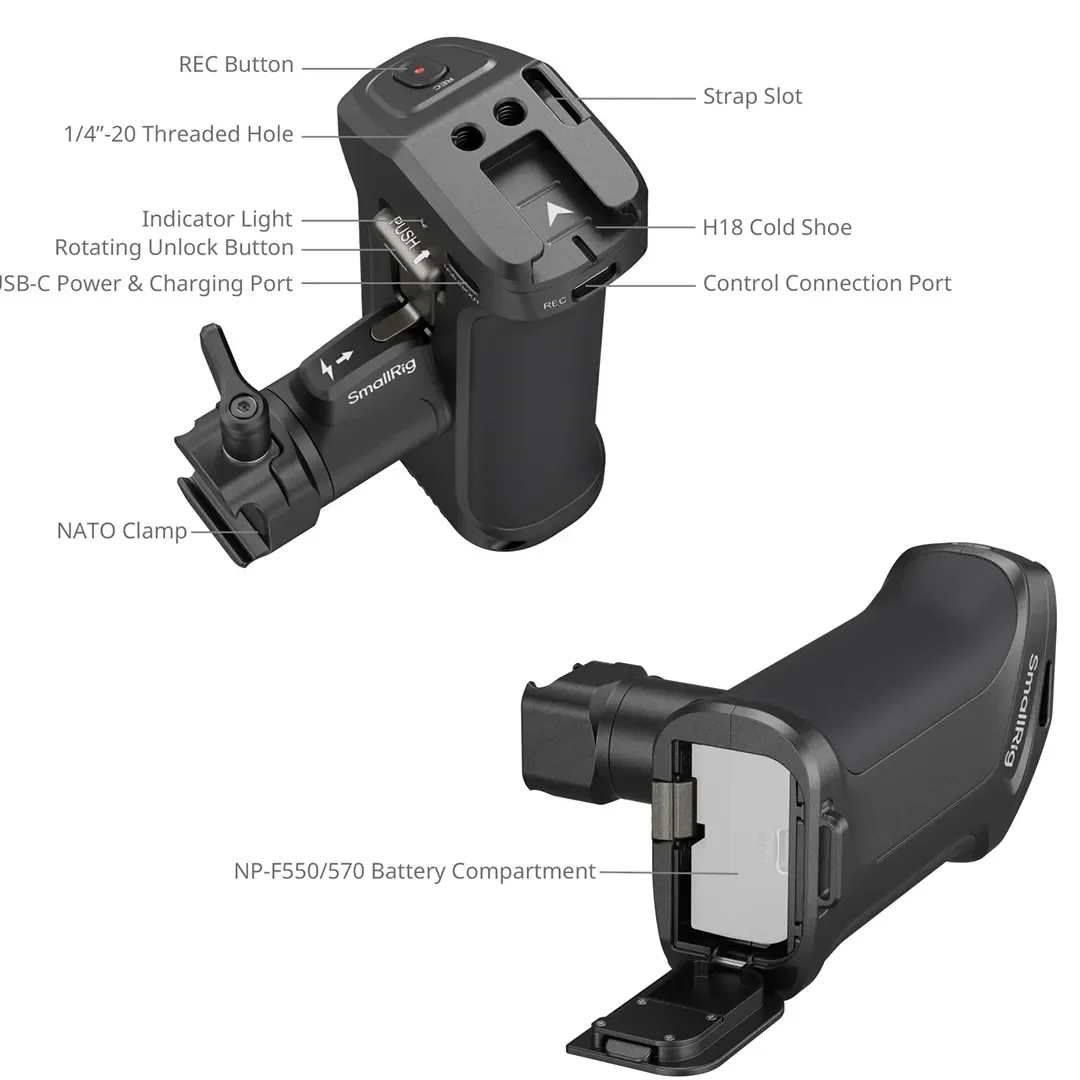 ידית צד עם כפתור REC למצלמות SmallRig 5235 Canon/Blackmagic