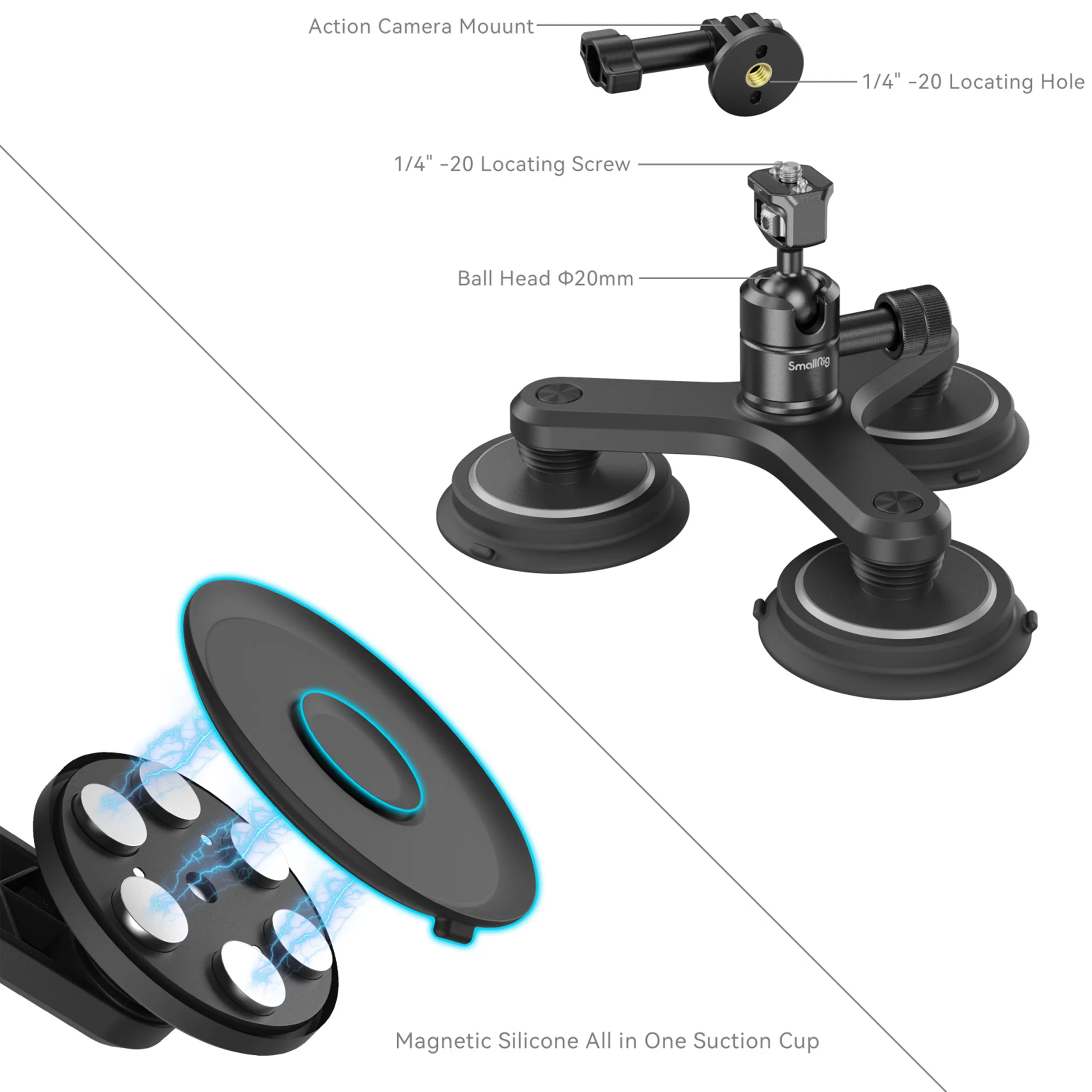 מעמד מגנטי משולש למצלמות אקסטרים SmallRig 4468