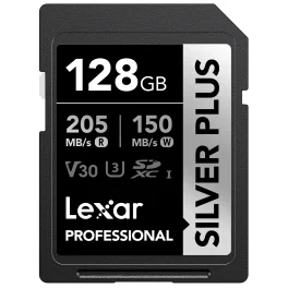 כרטיס זיכרון 128GB Lexar® Professional SILVER PLUS SDXC™ UHS-I