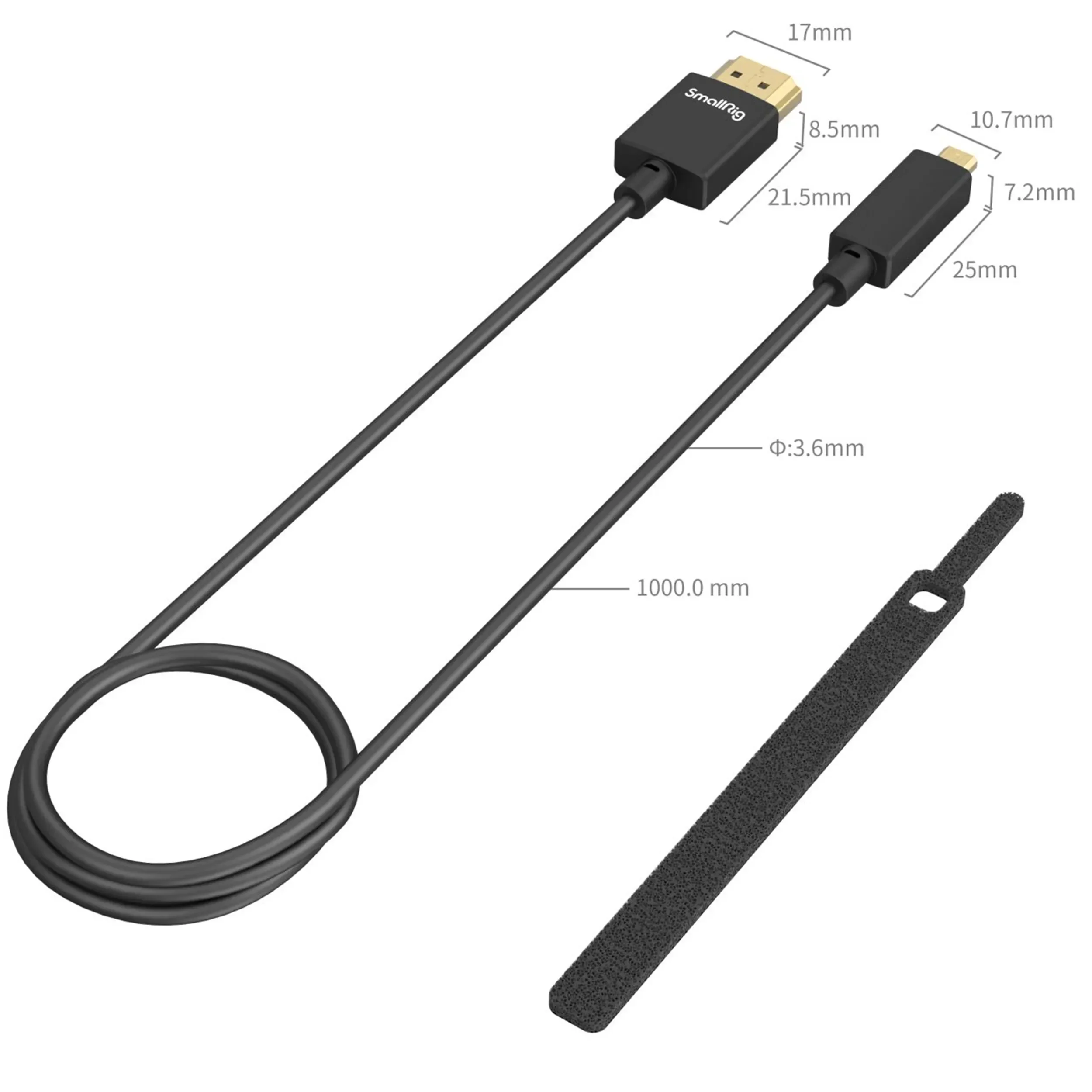 כבל דק 100 ס"מ Micro HDMI-HDMI דגם SmallRig 4795