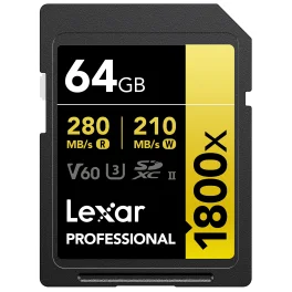 כרטיס זיכרון Lexar 64GB 1800x SDXC™  UHS-II