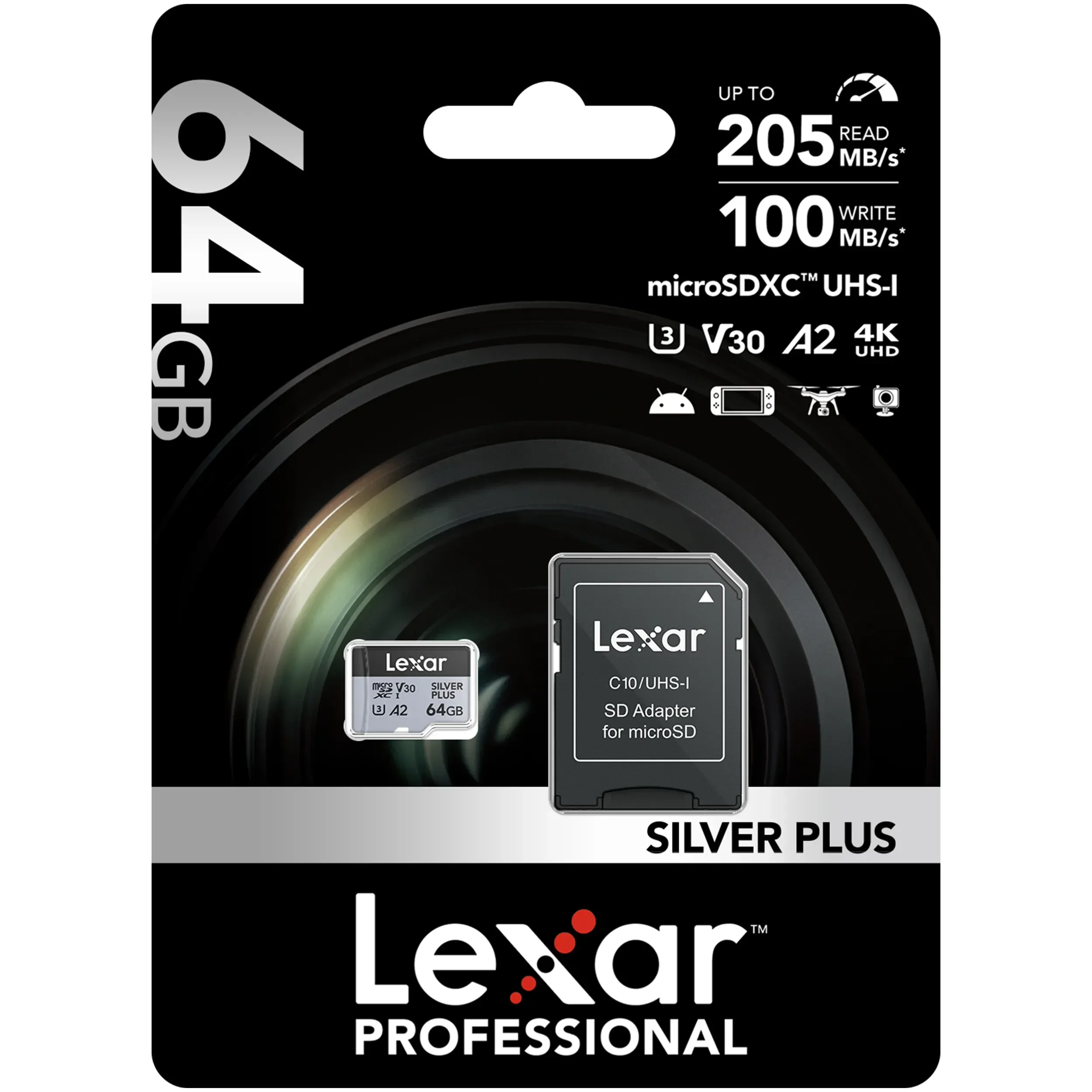 כרטיס זיכרון 64GB Lexar® Professional SILVER PLUS microSDXC™