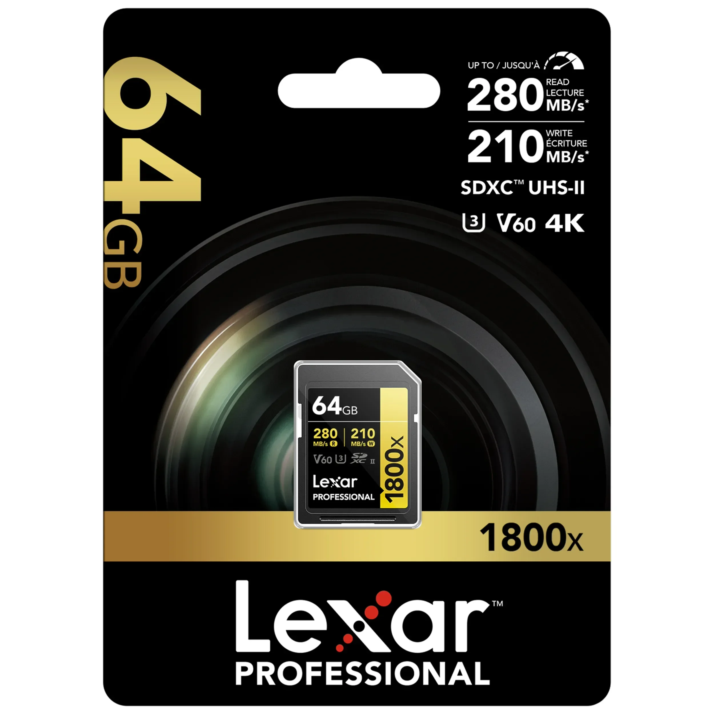 כרטיס זיכרון Lexar 64GB 1800x SDXC™  UHS-II