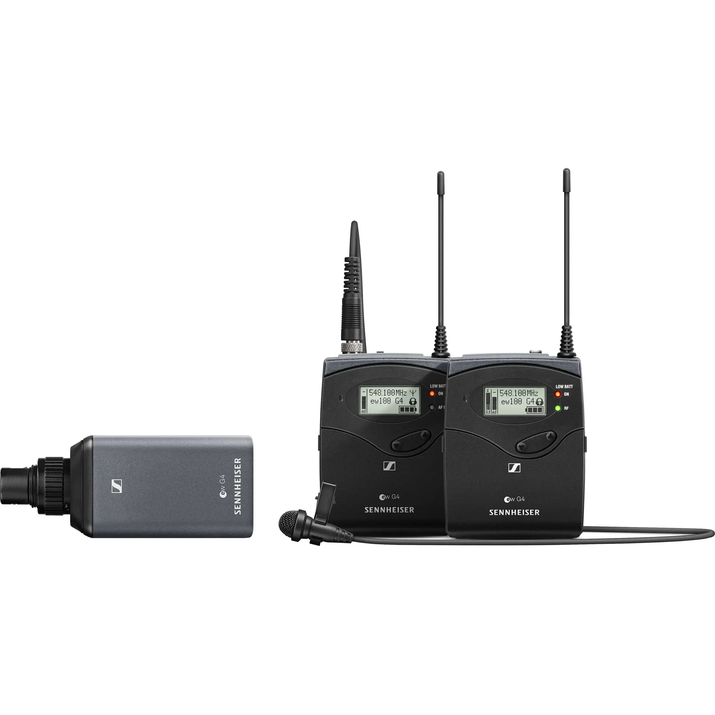 מערכת אלחו' UHF דיגיטלית הכוללת: מקלט נייד, כבל, משדר כיס, מיקרופון דש ומשדר "נתקע" XLR תוצרת סנהייז