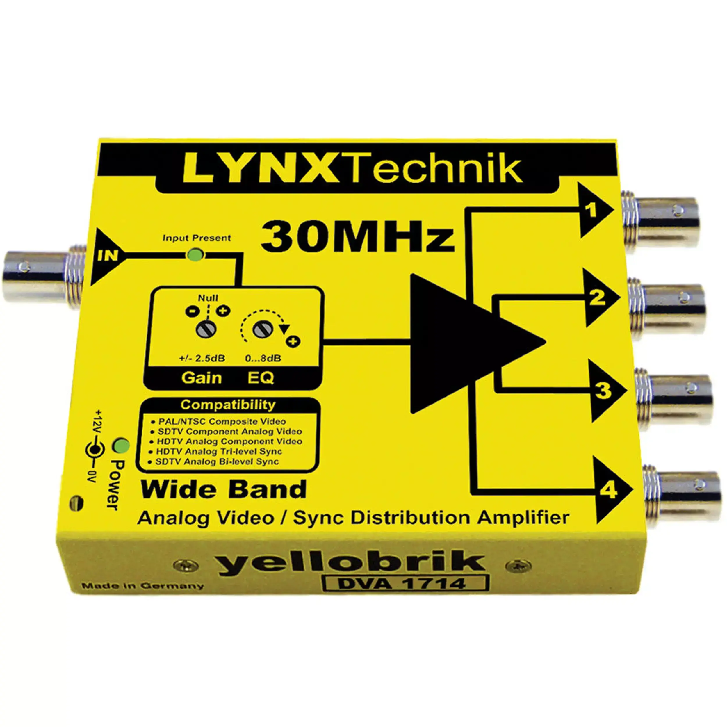 LYNX DVA 1714 Wide Band 1>4 Analog Video/Sync Distribution Amplifier